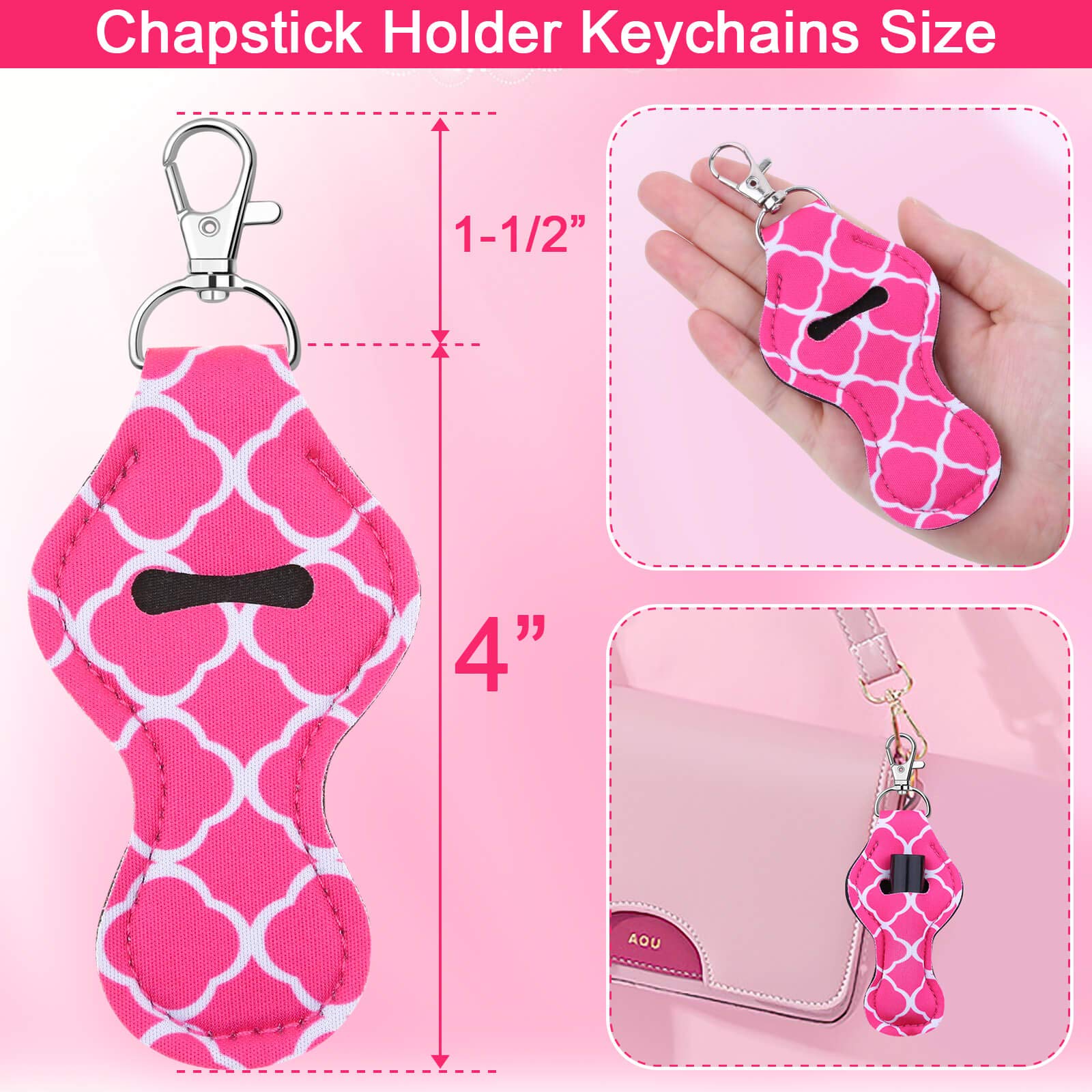 Caffox Chapstick Holder Keychain, 30Pcs Lip Balm Holder with Clip, Chapstick Lipstick Lipgloss Holder Bulk for Lanyards, Keychain