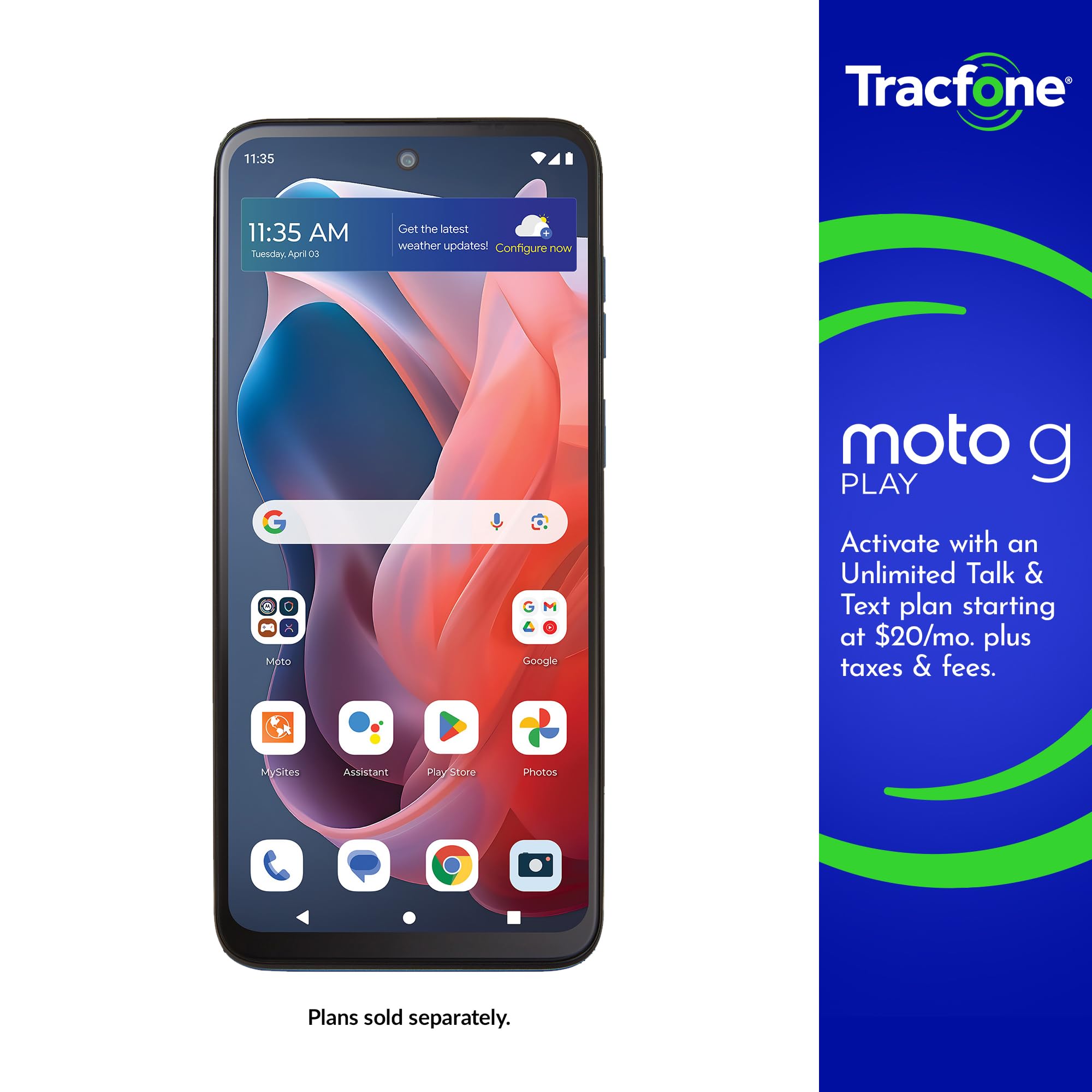 Tracfone | Motorola Moto g Play 2024 | Locked | 64GB | 5000mAh Battery | 50MP Quad Pixel Camera | 6.5-in. HD+ 90Hz Display | Sapphire Blue