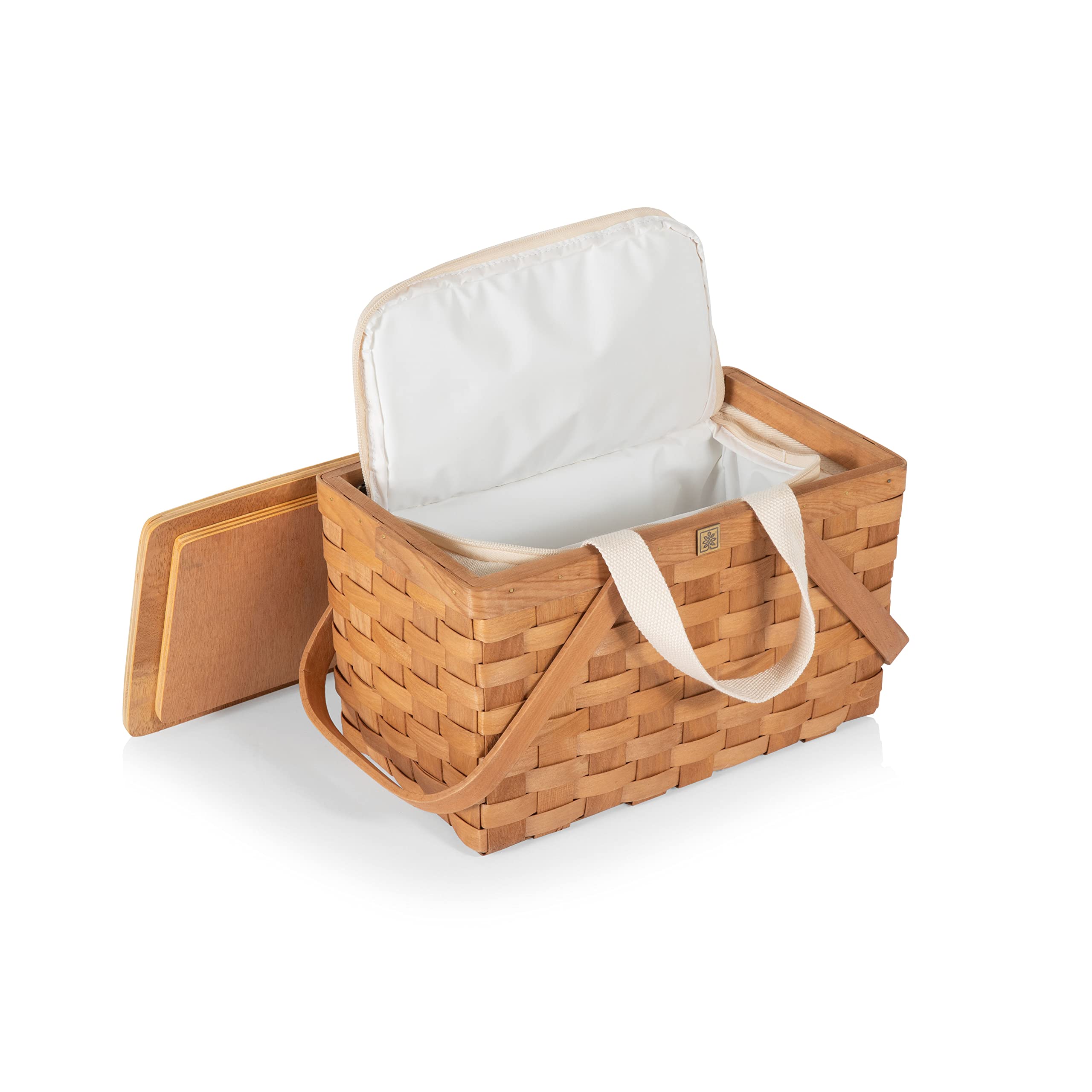 PICNIC TIME Poppy Personal Picnic Basket, Insulated Bag, Retro Lunch Box, One Size, Beige