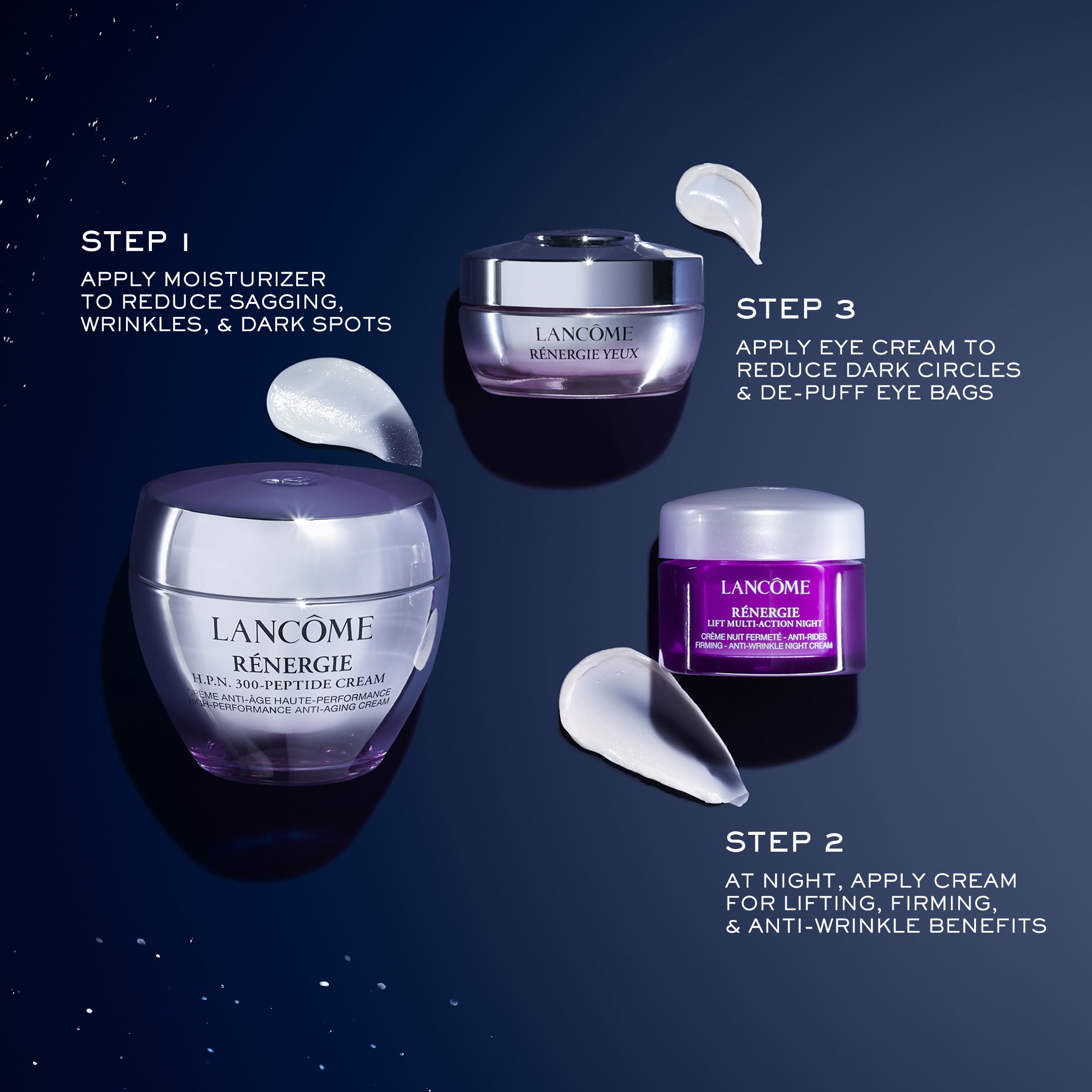 Lancôme Rénergie Skincare Gift Set - Full Size H.P.N. 300-Peptide Face Cream, Full Size Eye Cream & Travel Size Night Cream - Limited Edition