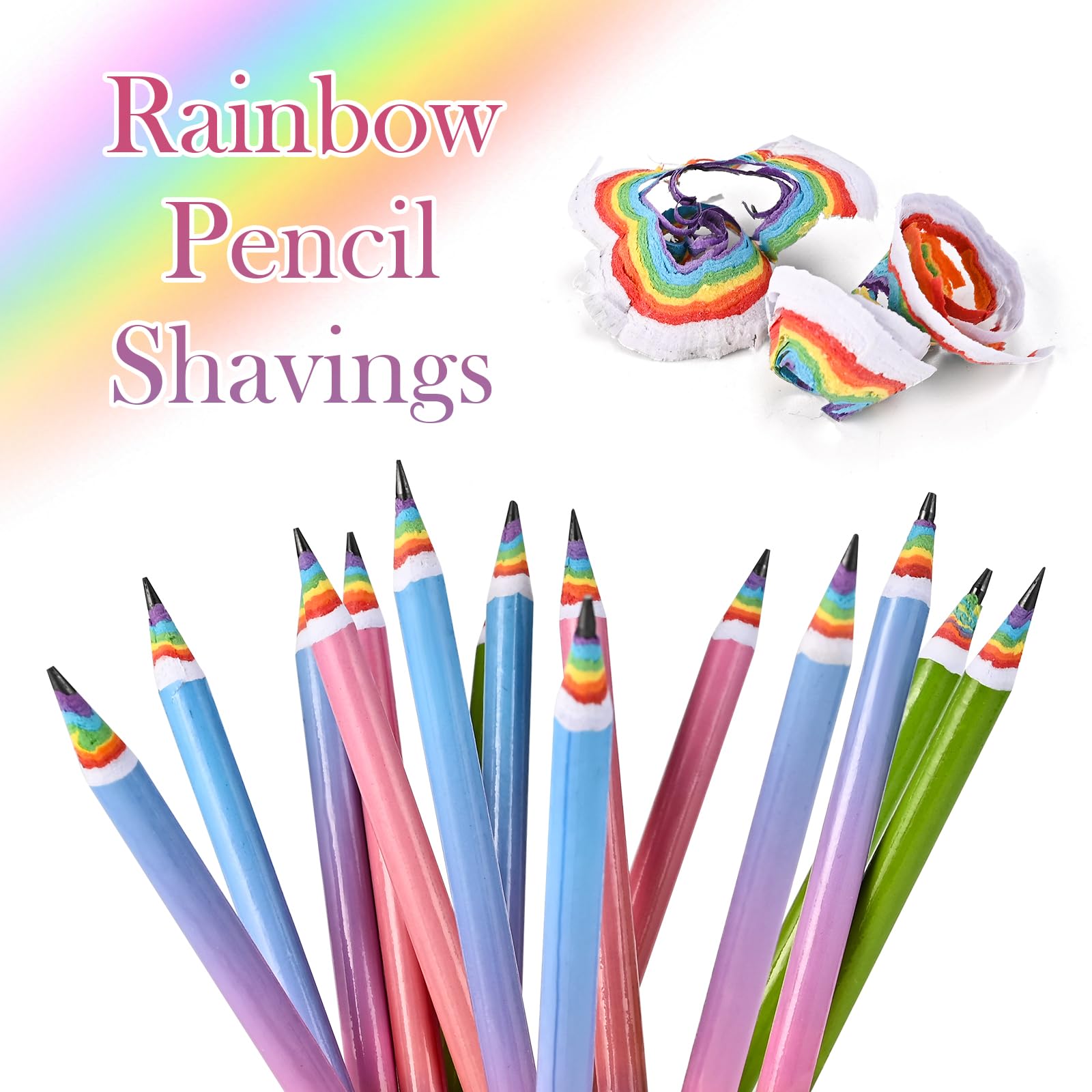 Goldge 16 Pcs Pencils, HB Pencils #2, Number 2 Pencils, Rainbow Pencils with Erasers, Eco Pencil for Kids Students Gift, Office & School Supplies, Party Favors