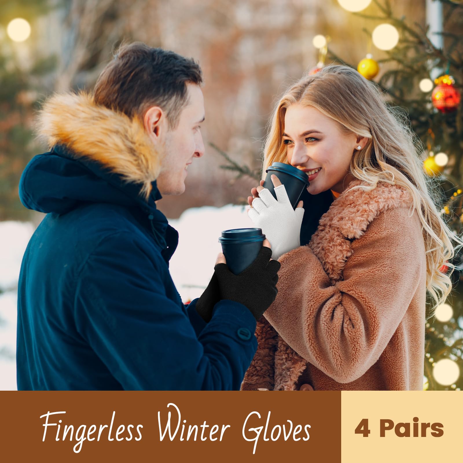 Cold Fingerless Gloves for Women - Half Finger Typing Winter Gloves with Long Wrist Cuff Winter Knit Fingerless Mittens for Women