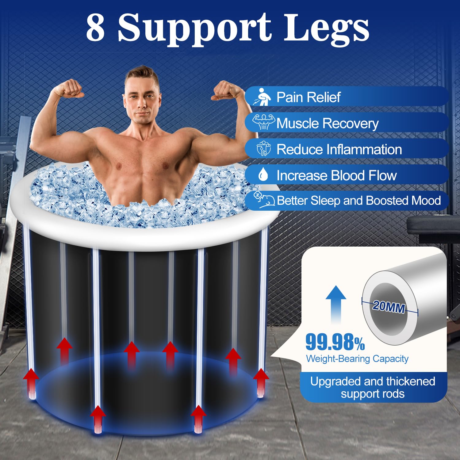 CRLAST Ice Bath Tub, XL Large Cold Plunge Tub for Cold Water Therapy Recovery, 110 Gal Portable Ice Bathtub Athletes Adult at Home Outdoor, Foldable Inflatable tub with Cover and Lid