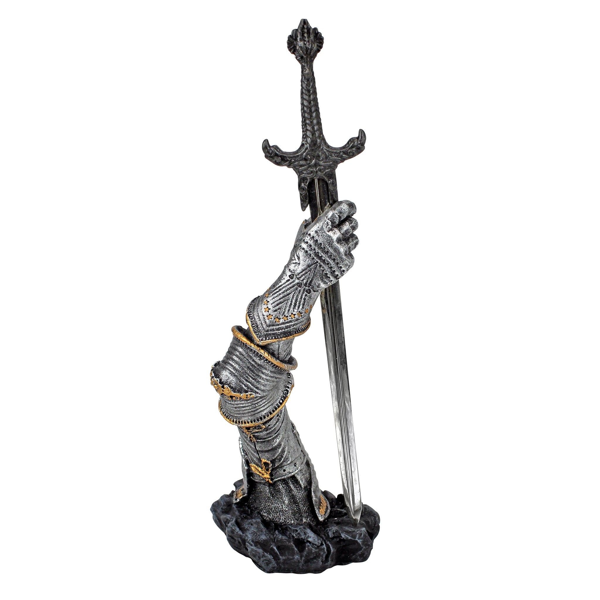 Design Toscano King Arthur's Sword of Excalibur Letter Opener Desk Accessory Statue, 10 Inch, Pewter Finish