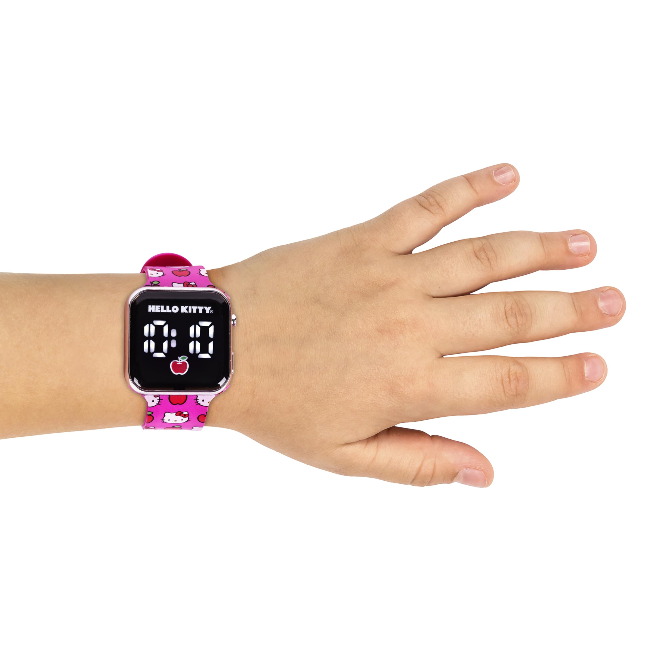 Accutime Hello Kitty Digital LED Quartz Kids Pink Watch for Girls with White Hello Kitty and Friends Band Strap (Model: HK4222AZ)