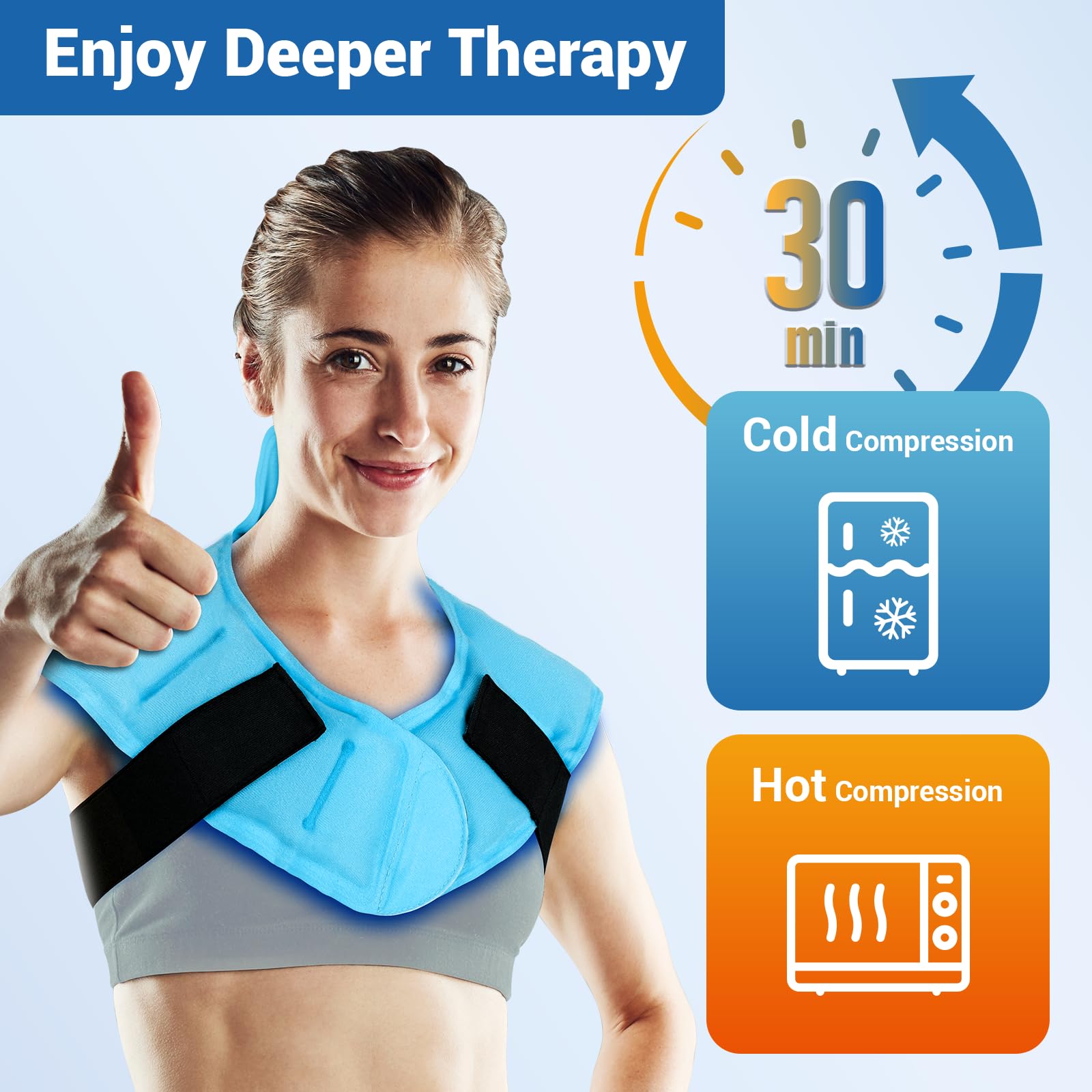 Comfytemp Ice Pack for Neck and Shoulders Pain Relief with Straps, FSA HSA Eligible, Reusable Gel Neck Ice Pack Wrap with Cold Compression Physical Therapy Recovery for Upper Back, Cervical, Injuries