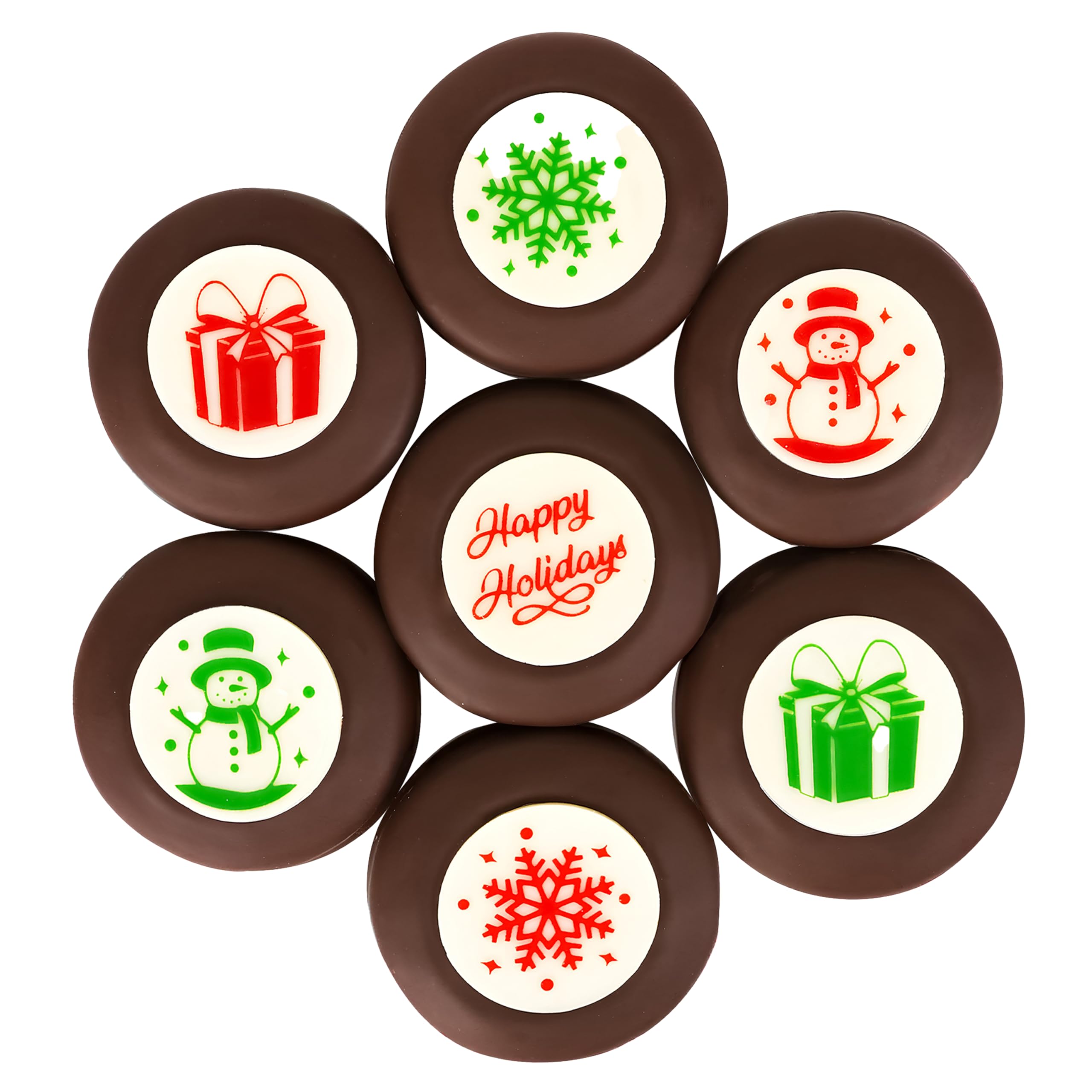 Holiday Chocolate Cookies, 7 Pieces, Dark Chocolate Covered