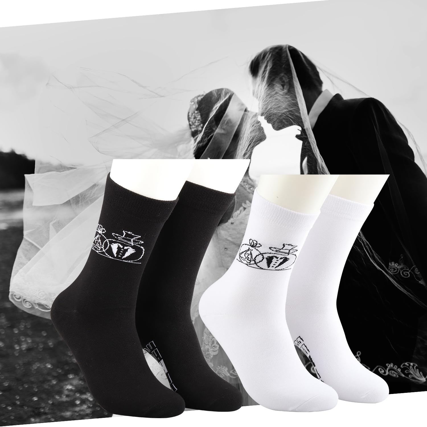 MBMSO Couples Socks Set Newlyweds Gift Socks Hubby and Wifey Est. 2024 Wedding Gift for Bride and Groom Socks Engagement Gift (HUBS&WIFE Socks-sets)