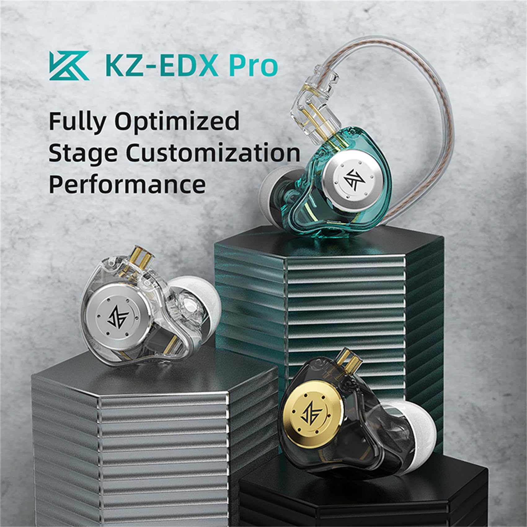 KZ EDX PRO IEM Earphones Headphones with 1DD, Wired Gaming Earbuds, KZ in Ear Monitors, HiFi Deep Bass Sound with New 10mm Dynamic Driver Detachable Cable for Gaming Video Singer (Cyan, Without mic)