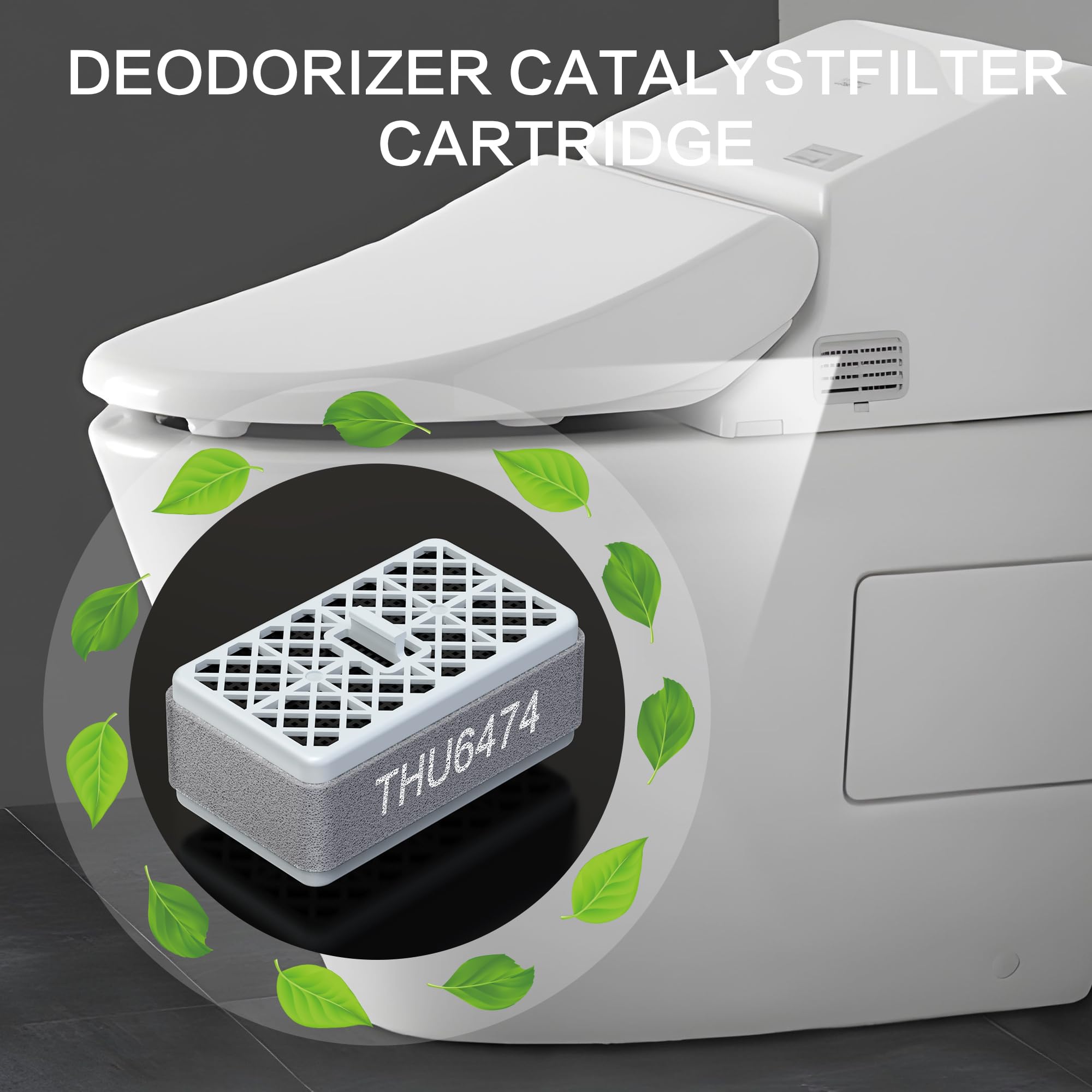THU6474 Deodorizer Cartridge, TOTO-Washlet Deodorizer Filter Replace THU6072 Compatible with S500E S550E K300 C2 C5-2Packs
