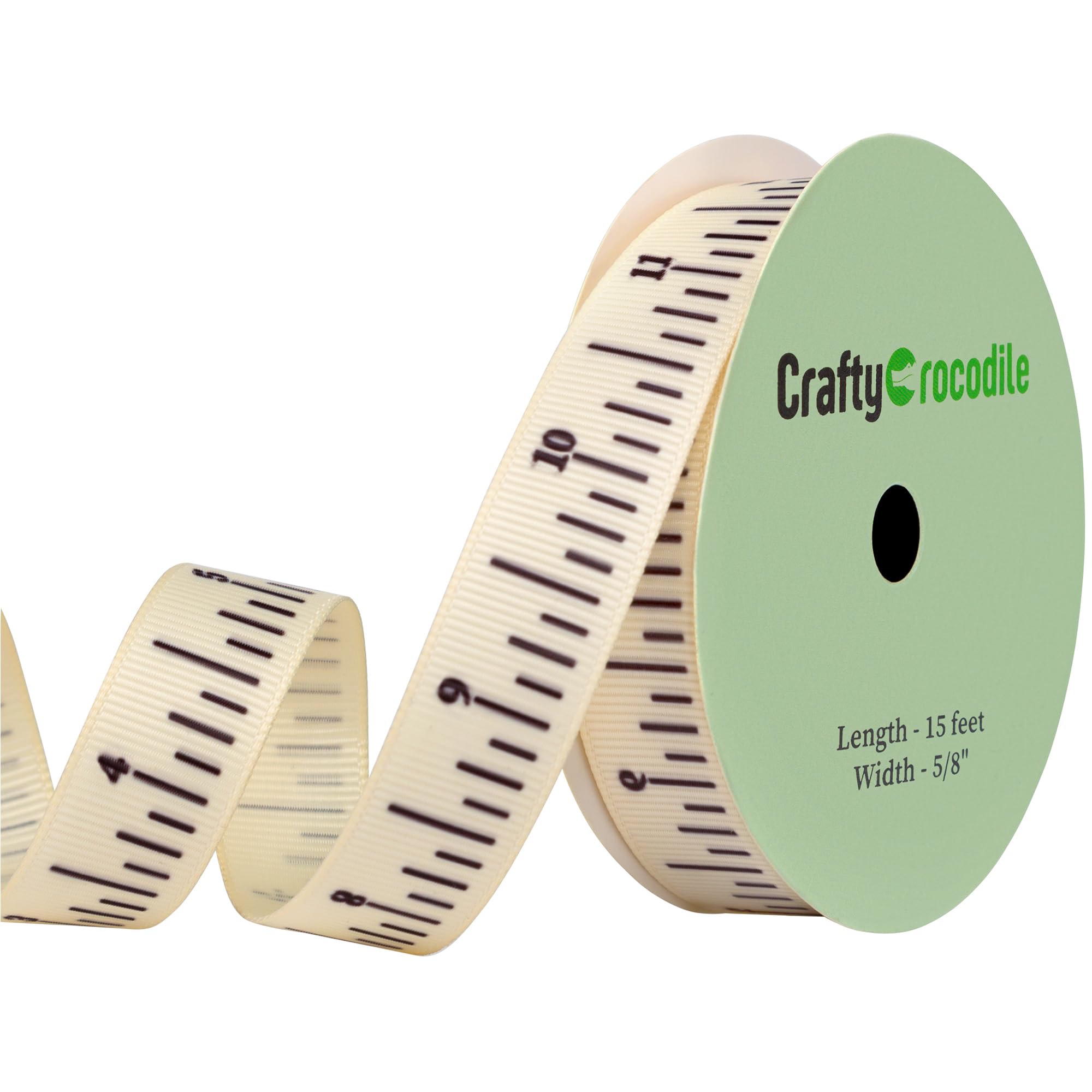 CraftyCrocodile Teacher Crafting Ribbon - Measuring Ribbon for Crafts and Gifts - School Ruler Ribbon Teacher Themed Twill Tape Crafting Supplies