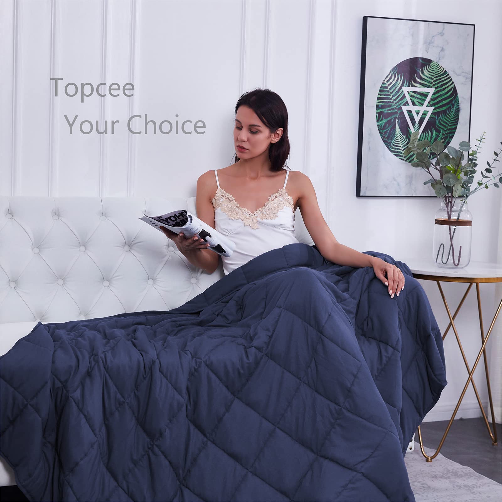 Topcee Weighted Blanket (7lbs 40"x60") Cooling Breathable Heavy Blanket Microfiber Material with Glass Beads Small Blanket All-Season Summer Fall Winter Soft Thick Comfort Blanket