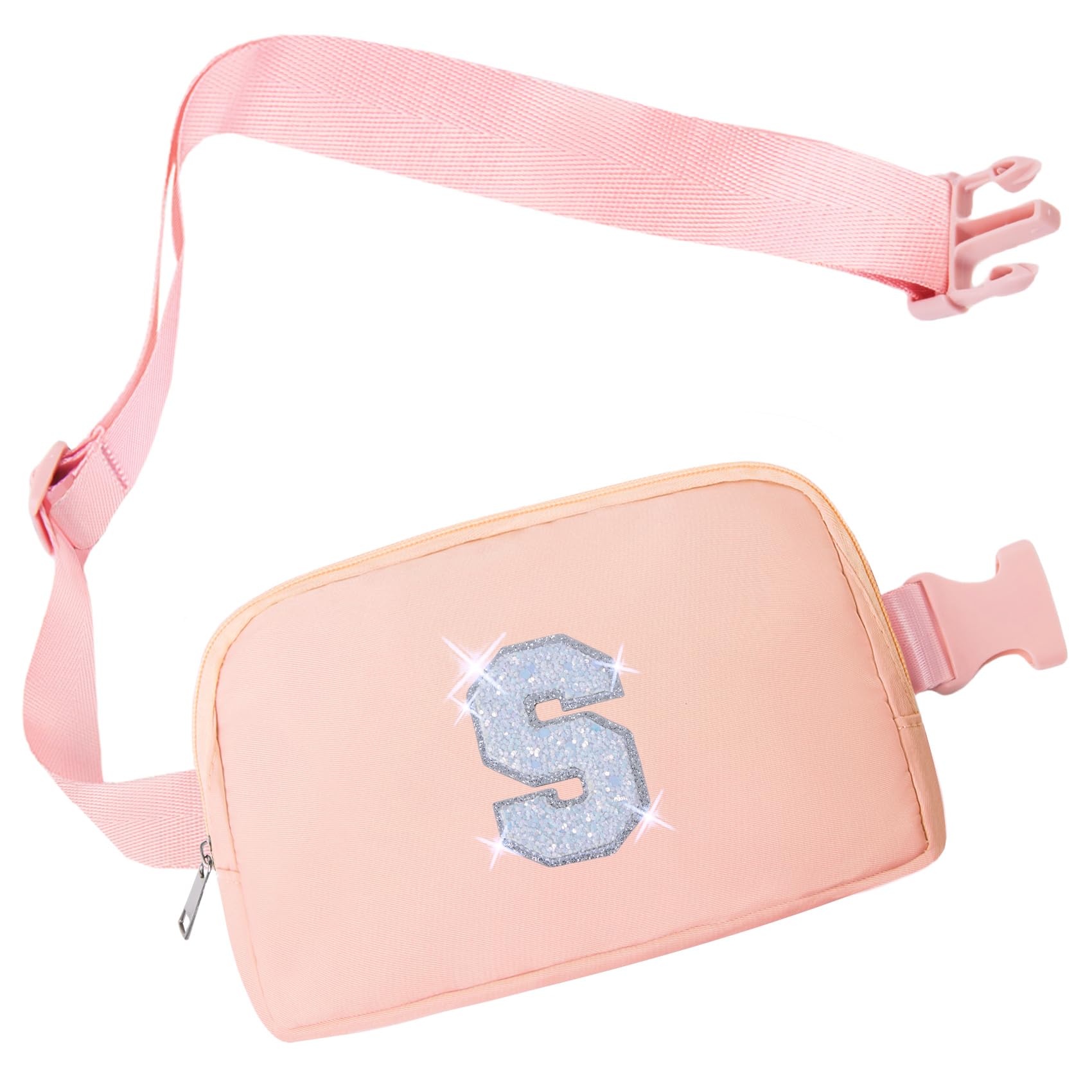 COSHAYSOO Initial Belt Bag Small Waist Fanny Pack Letter Crossbody Purse Birthday Christmas Gift for Teen Girl 5 6 7 8 9 10 11 12 Year Old Cute Trendy Preppy Items Things Travel Stuff Pink S