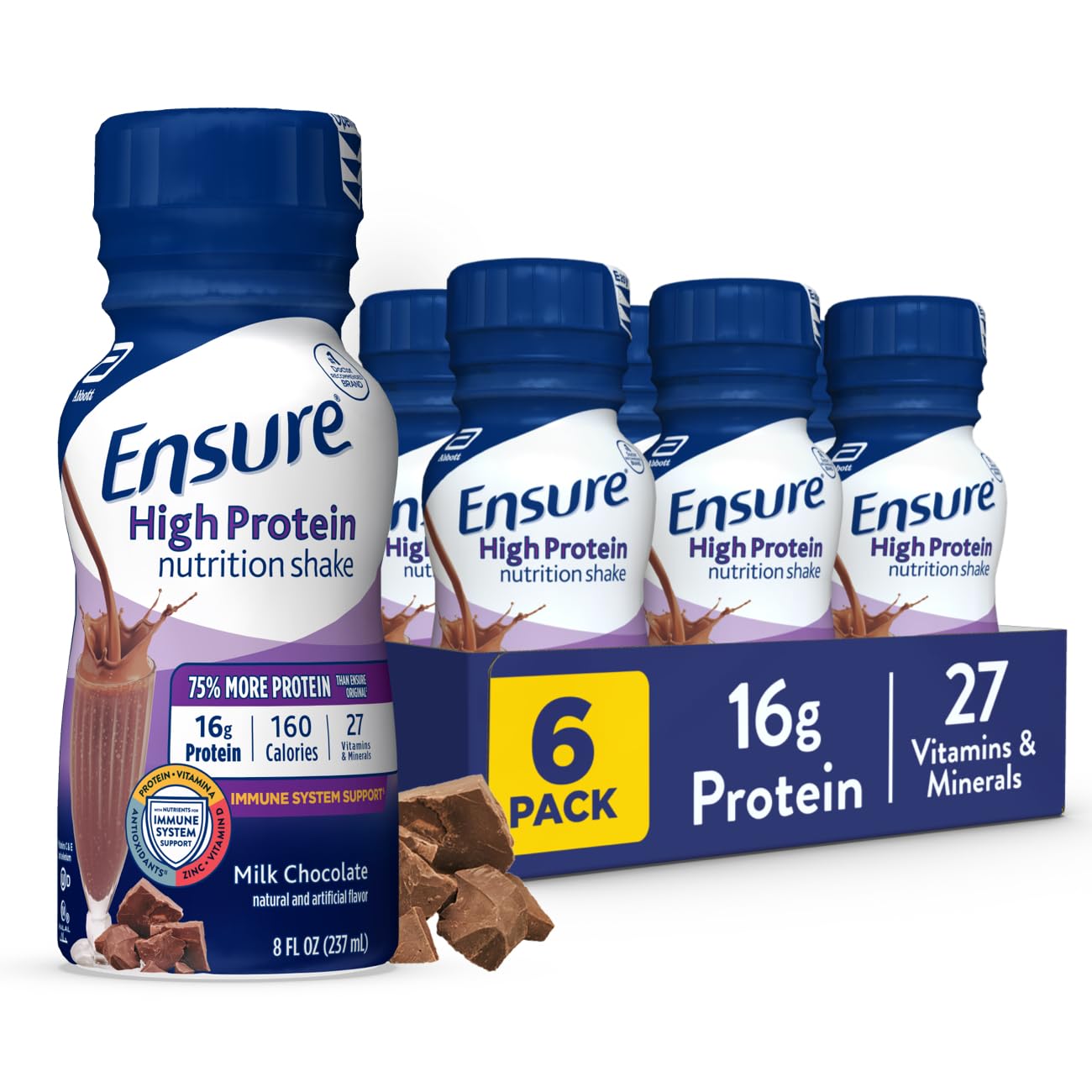 Ensure, High Protein Milk Chocolate Nutrition Shake, 8 Fl Oz, 6 Pack