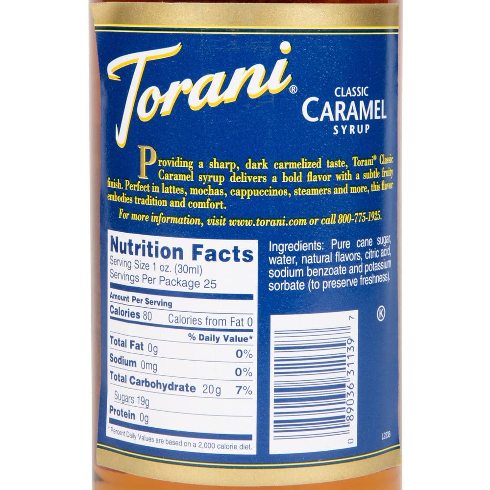 Torani CLASSIC Caramel Syrup, 750 mL