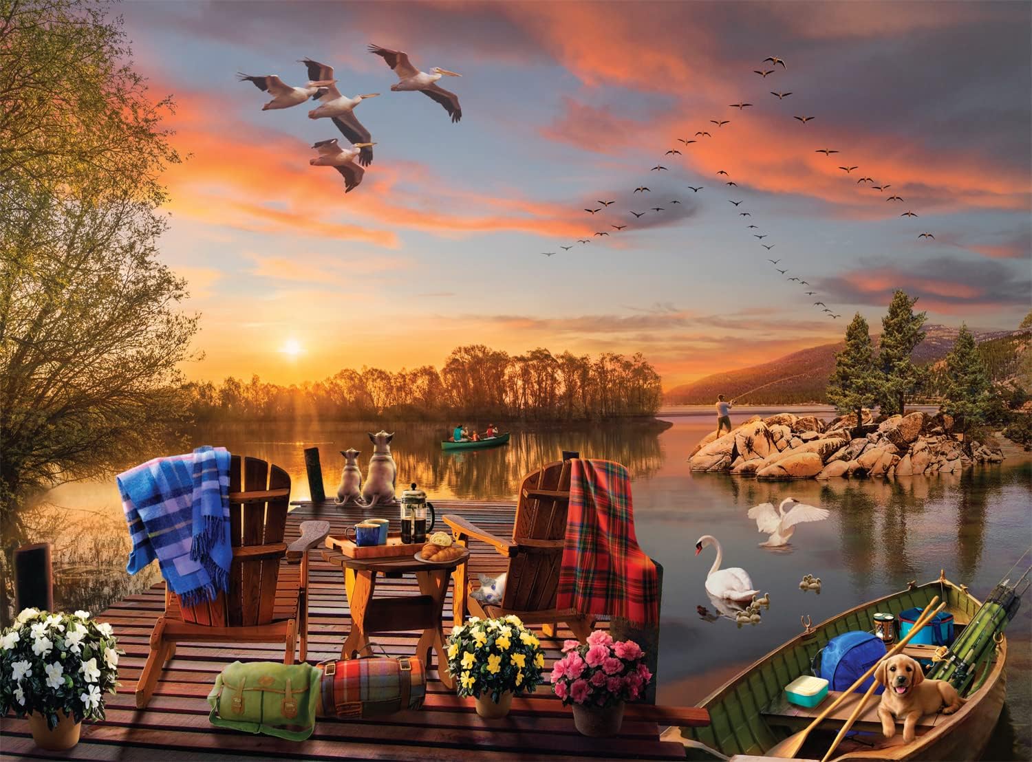 Buffalo Games - Andrew Farley -Breakfast at The Lake - 1000 Piece Jigsaw Puzzle for Adults -Challenging Puzzle Perfect for Game Nights - Finished Size is 26.75 x 19.75
