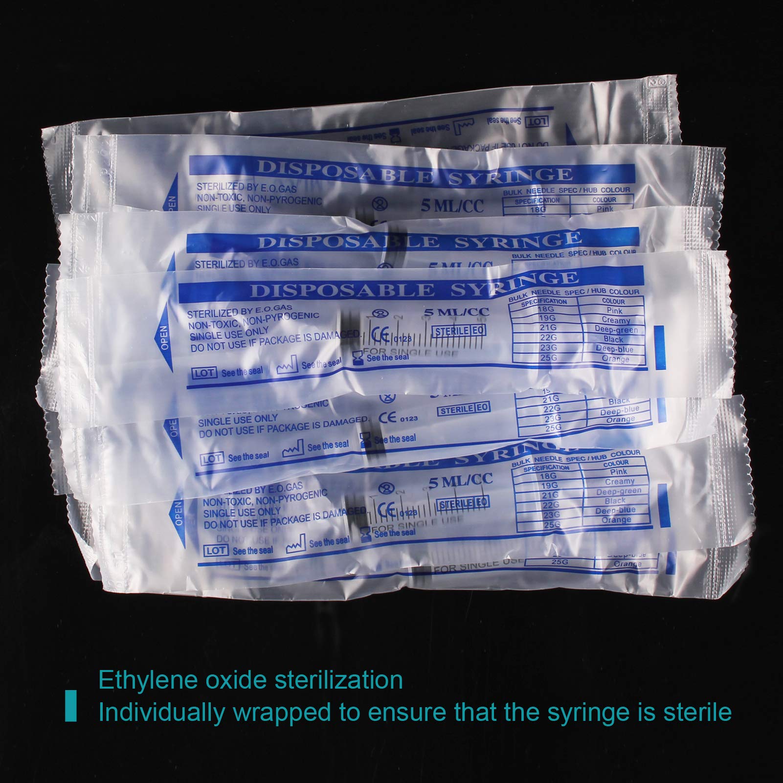 60Pack 5ml Syringe Without Needle - 5 ml Small Plastic Syringes Sterile Individually Packed with Cap for Lab Medicine Student Measuring Liquid and Pet Dog Cat Baby Feeding Oral Colostrum ( 5cc /ml )