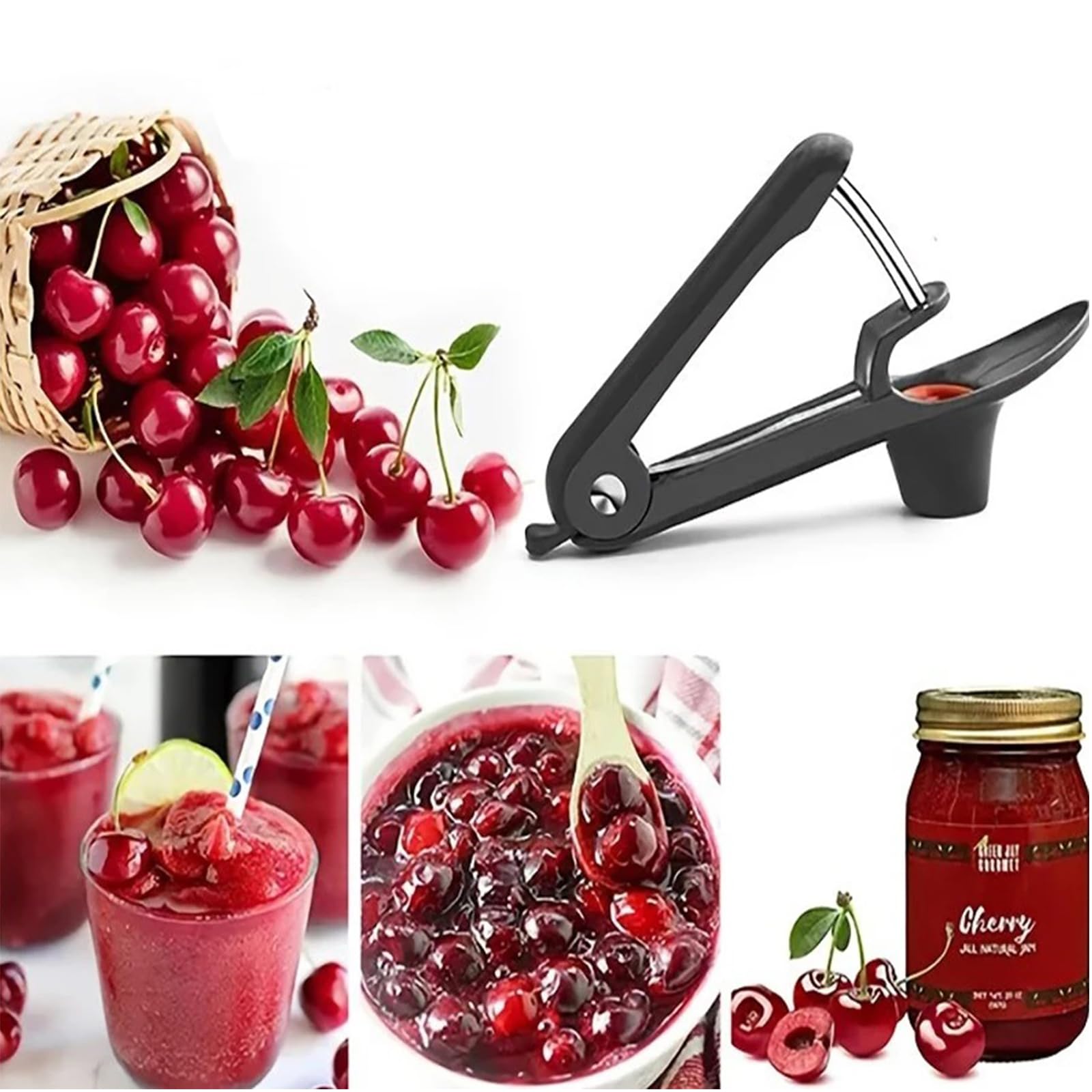 Cherry Pitter, Cherry Pit Remover Tool, Olives Pitter Cherry Seed Core Stoner Seed Tool with Lock Design, Durable Cherries Corer Fruit Pit Remover for Cherry Jam