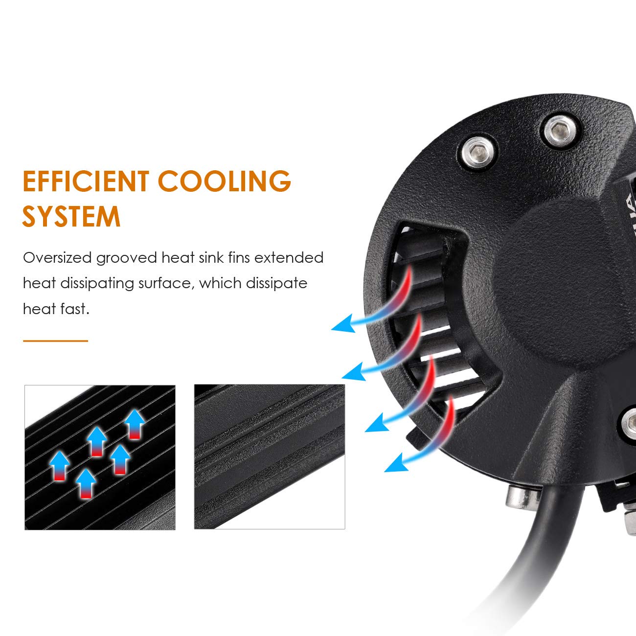 Auxbeam 7" Super Bright LED Spot Light Bar, 36W IP67 Waterproof - Off Road Driving Light for Trucks, 4x4, Military, Boating, Farming & Heavy Equipment