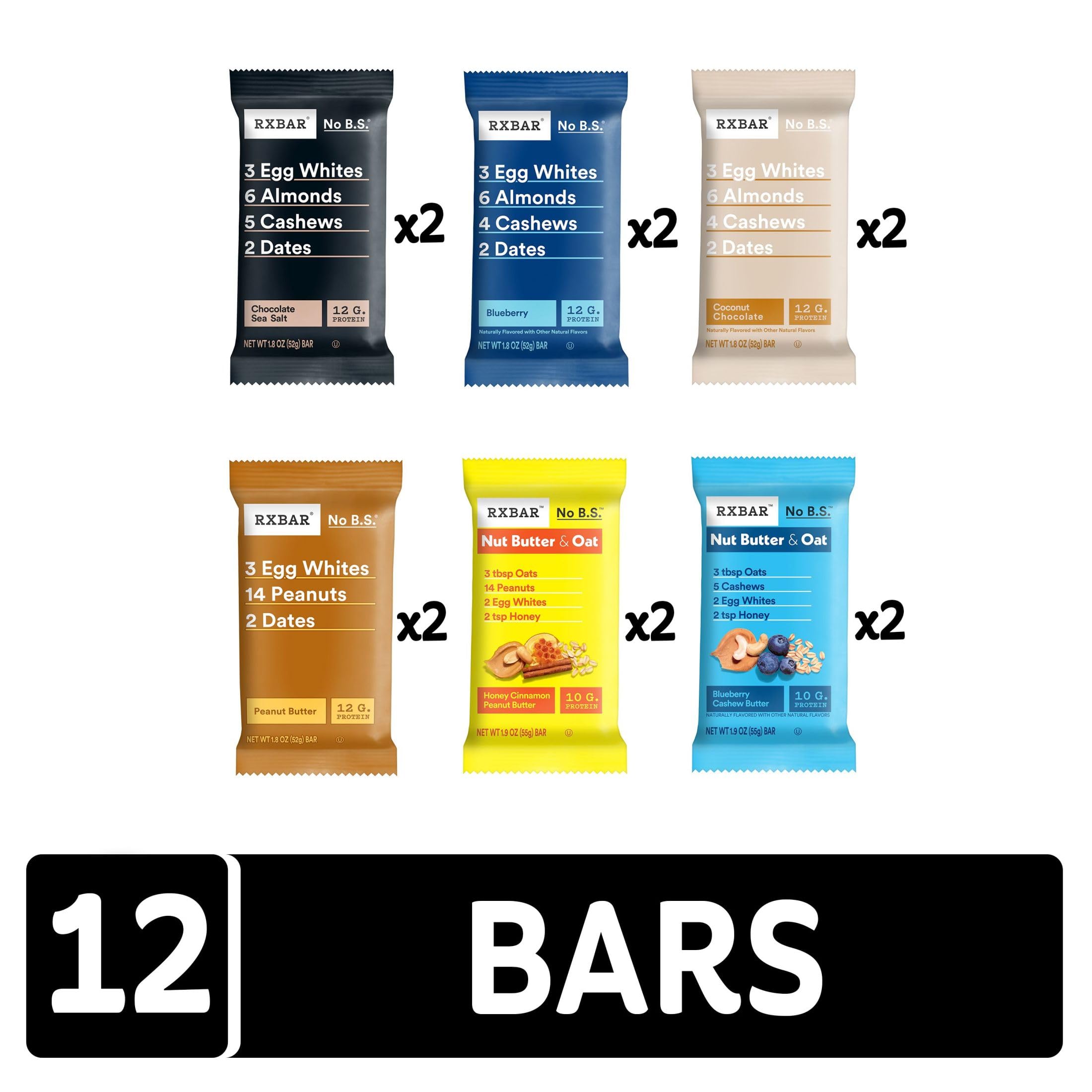 RXBAR Protein Bars, Protein Snacks, Snack Bars, Variety Pack (12 Bars)