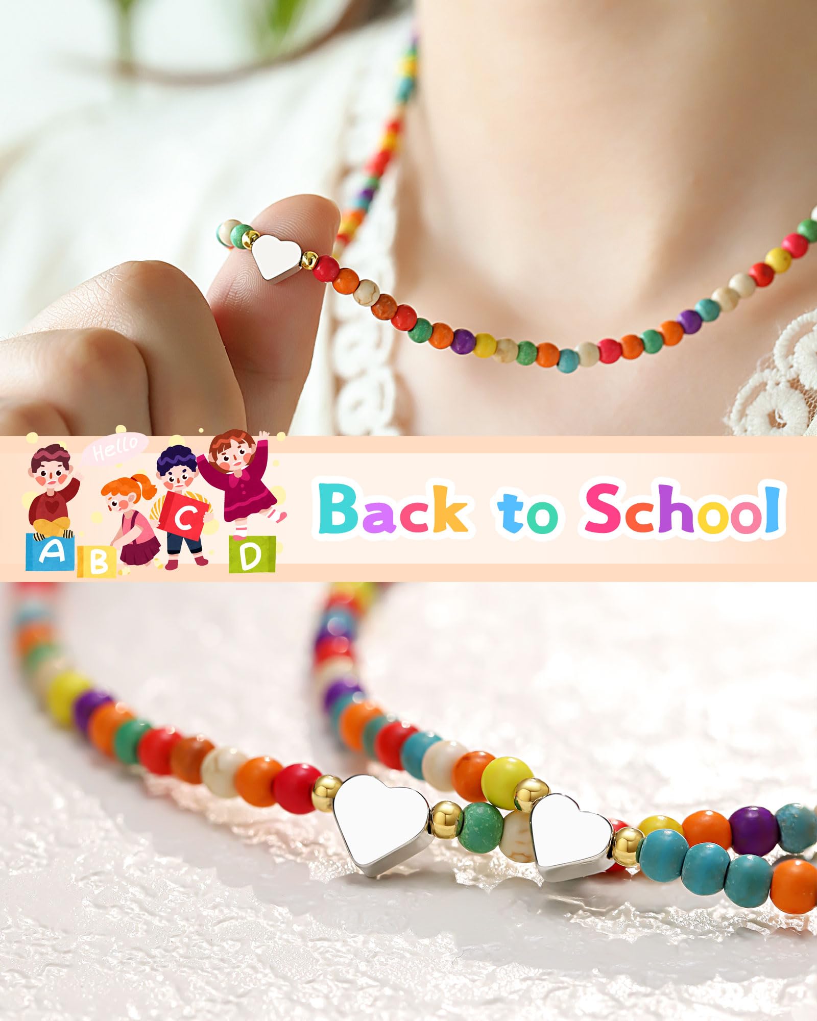 Kidbbi First Day of Kindergarten Gift Back to School Necklace Mommy and Me First Day of School Mom and Daughter Mother Back to School Gifts for Kids Girls