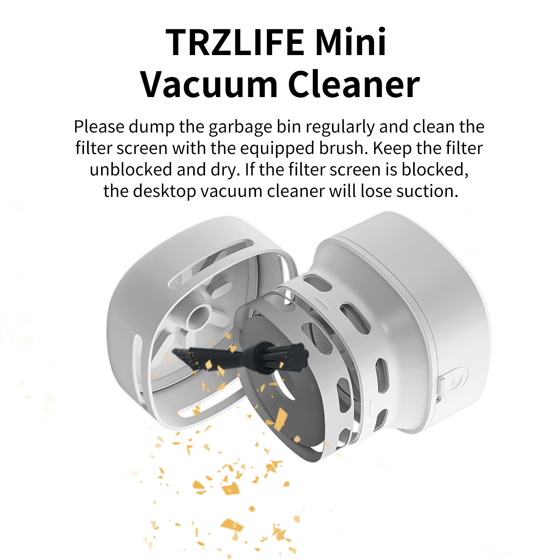 TRZLIFE Desk Vacuum, Rechargeable and Durable Mini Table Vacuum Cleaner Must-Have Office Desk Accessory Sucks up Tiny Items and Crumbs from Desktop Drawer Countertop Ideal as a Holiday Gift Pink