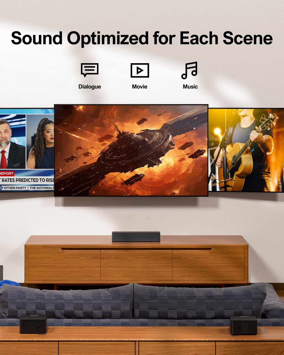ULTIMEA 5.1 Home Theater Sound Bar Compatible with Dolby Atmos, Peak Power 410W, Sound Bars for Smart TV with Subwoofer, Surround Sound System, Adjustable Surround and Bass, Poseidon D60(Renewed)