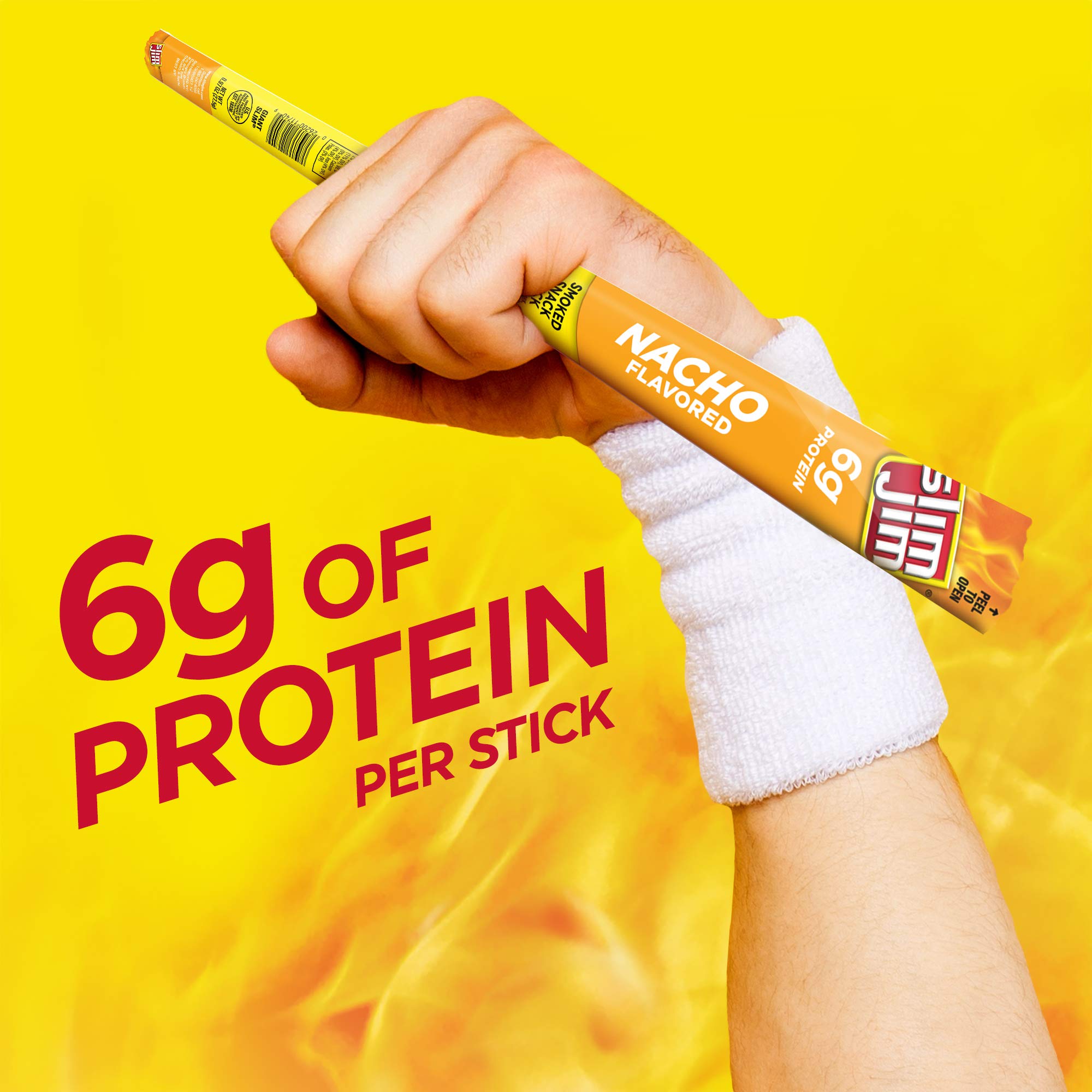 Slim Jim Giant Smoked Meat Sticks, Nacho Flavor, 6g Protein Per Stick, Easter Basket Stuffer, 0.97 oz. (24 Count)