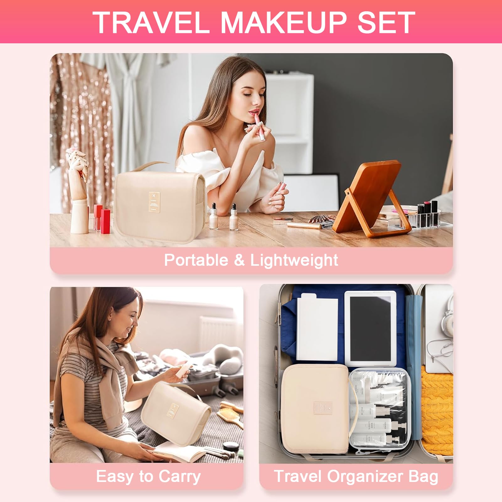 All in One Makeup Kit for Women Full Kit, Professional Travel Makeup Kit for Women & Teens, Foundation Eyeshadow Lipstick Brow Pencil Eyeliner Contour Powder, Complete Make Up Gift Set for Beginners