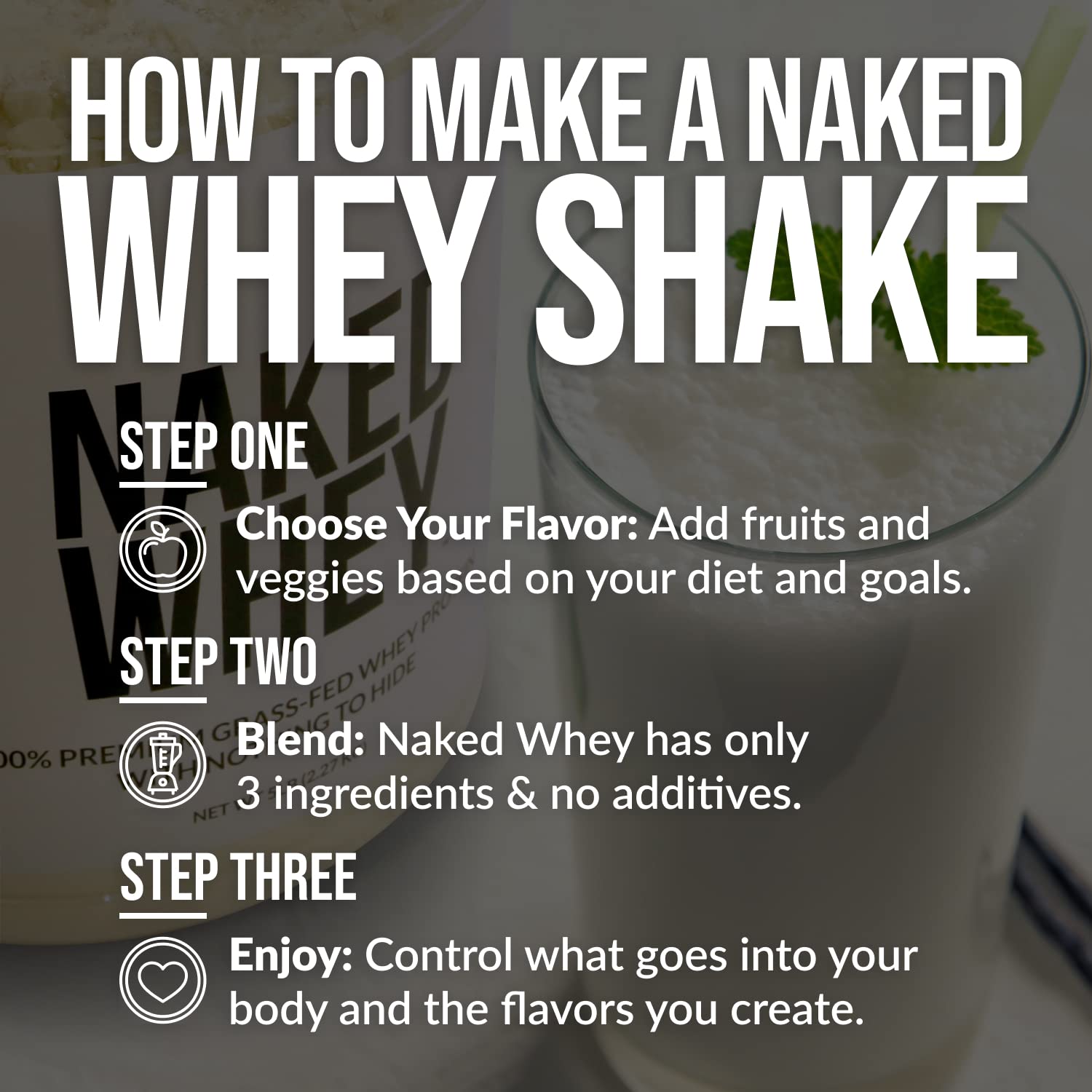 Naked Whey Vanilla Protein Powder - Only 3 Ingredients - Grass Fed Whey Protein Powder, Vanilla Flavor, and Organic Coconut Sugar, No GMO, No Soy, and Gluten Free - 24 Servings