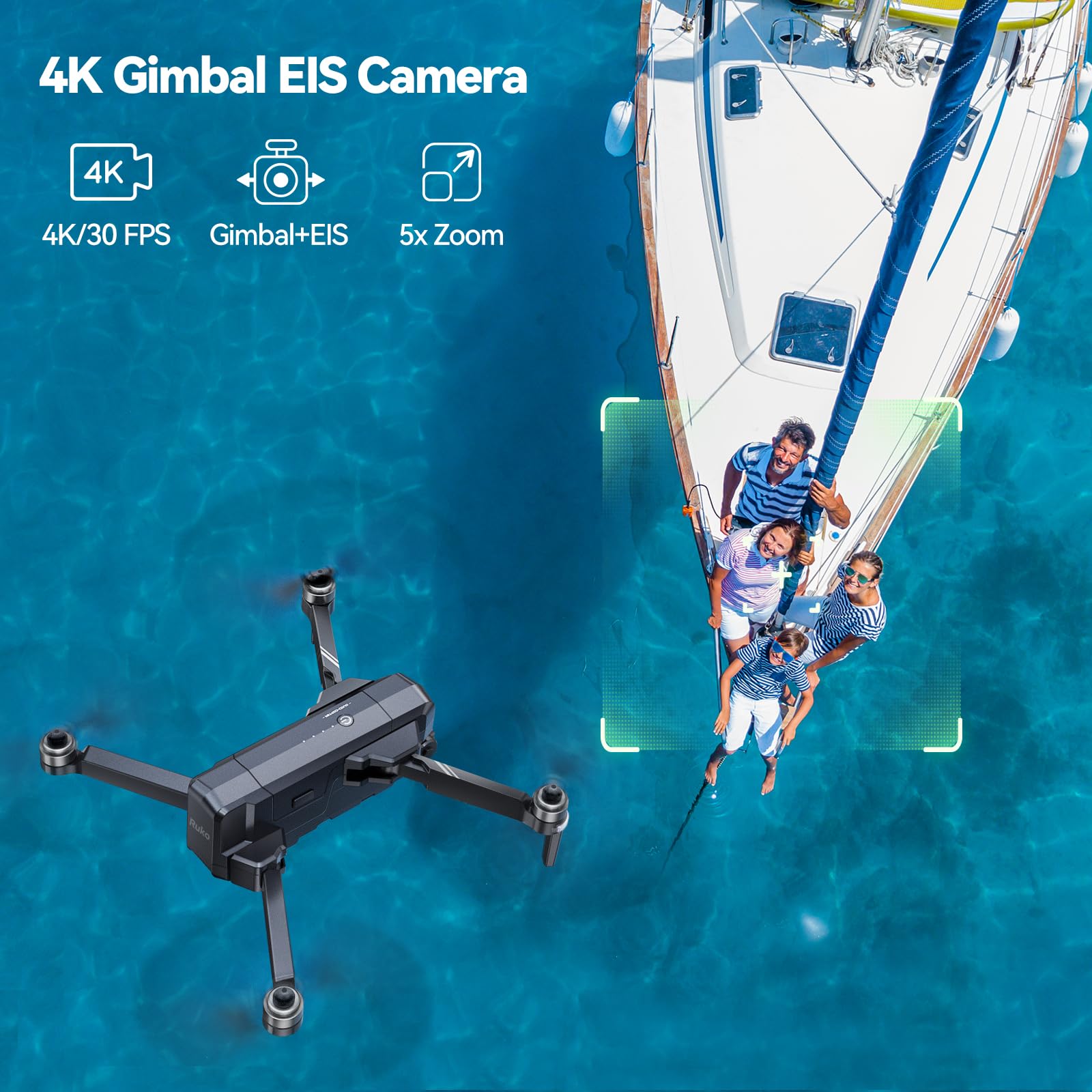 Ruko F11GIM2 Drones with Gimbal+EIS 4K Camera for Adults, 96 Min Long Flight Time 9800ft Long Range FPV, Auto Return Home with GPS, Foldable Quadcopter with Landing Pad, FAA Remote ID Compliant