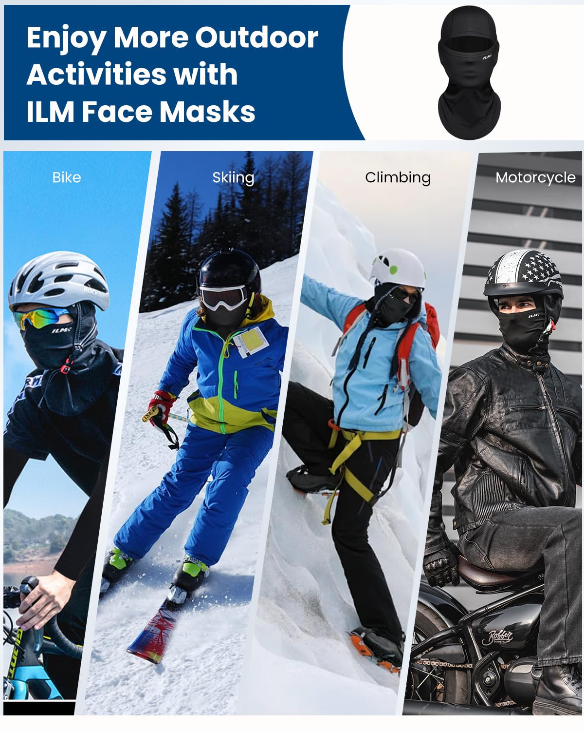 ILM Motorcycle Balaclava Face Mask for Ski Snowboard Cycling Working Men Women Cold Weather Snow Mask