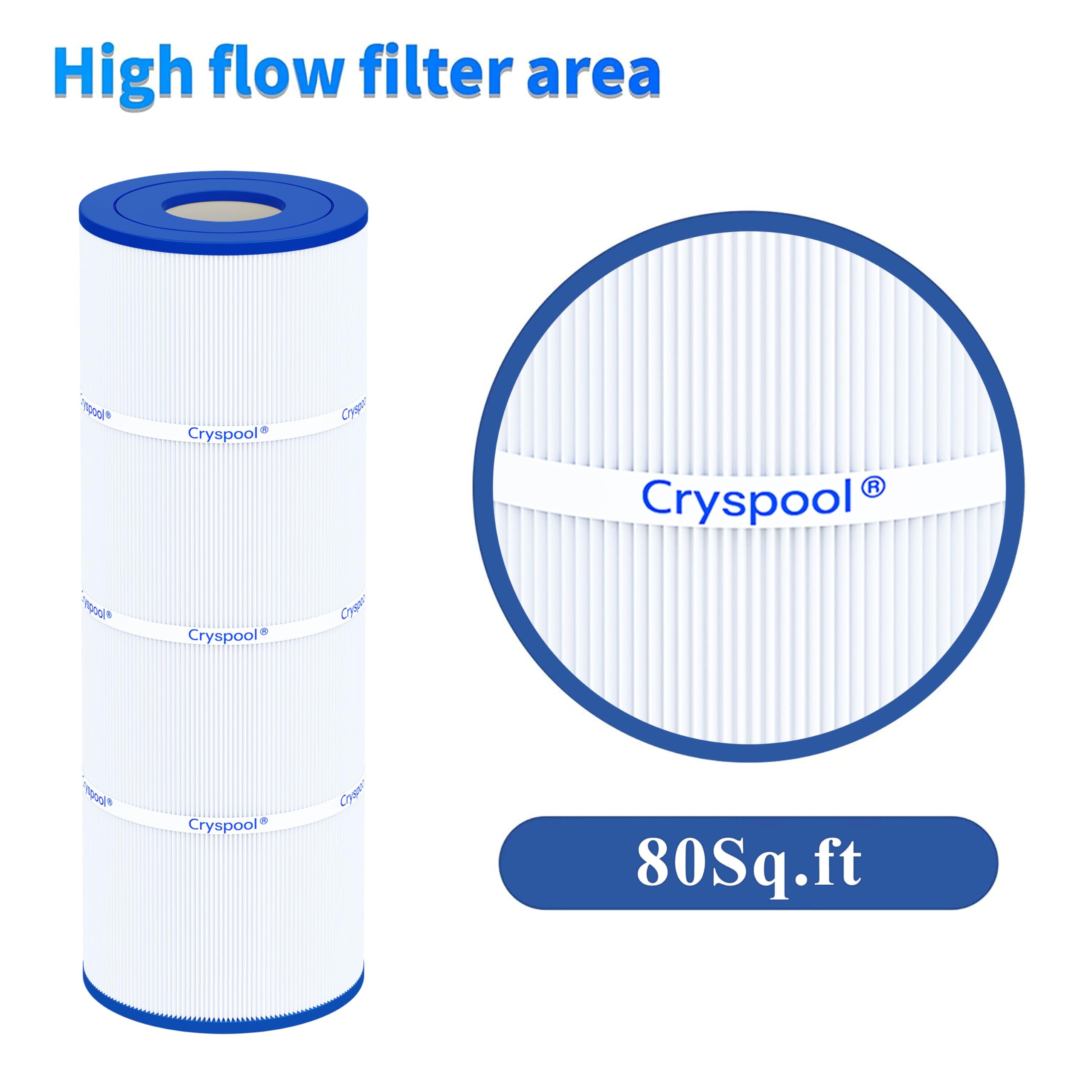 Cryspool® 07069 Filter Compatible with Clean & Clear Plus 320, CCP320, PCC80-PAK4, R173573, 817-0081, C-7470, FC-1976, 4×80 Sq. Ft Pool Filter Cartridge, 4 Pack