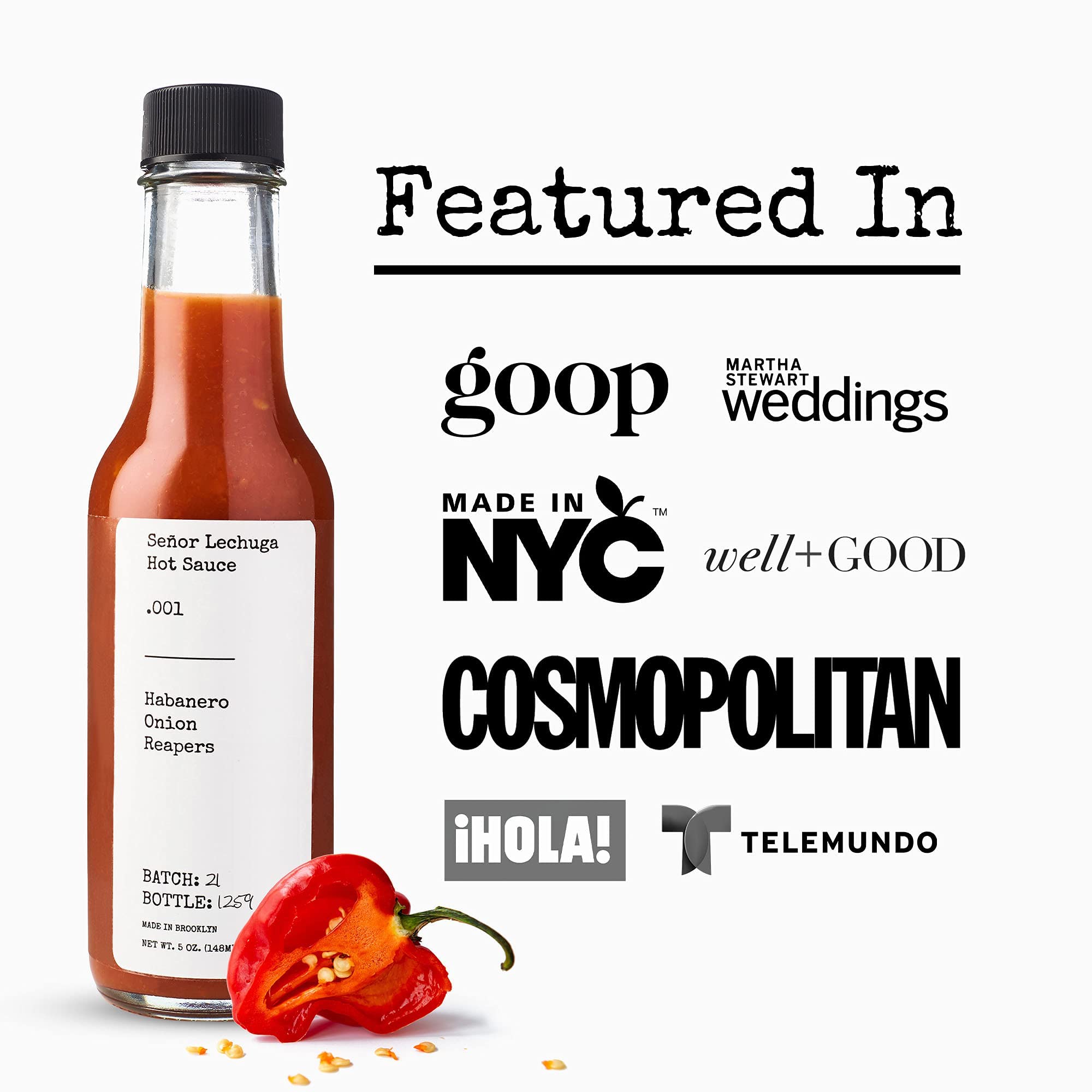 Señor Lechuga Hot Sauce – Hot Sauce Made from Carolina Reaper Peppers and Habanero Pepper – .001 Habanero, Onion, Reapers
