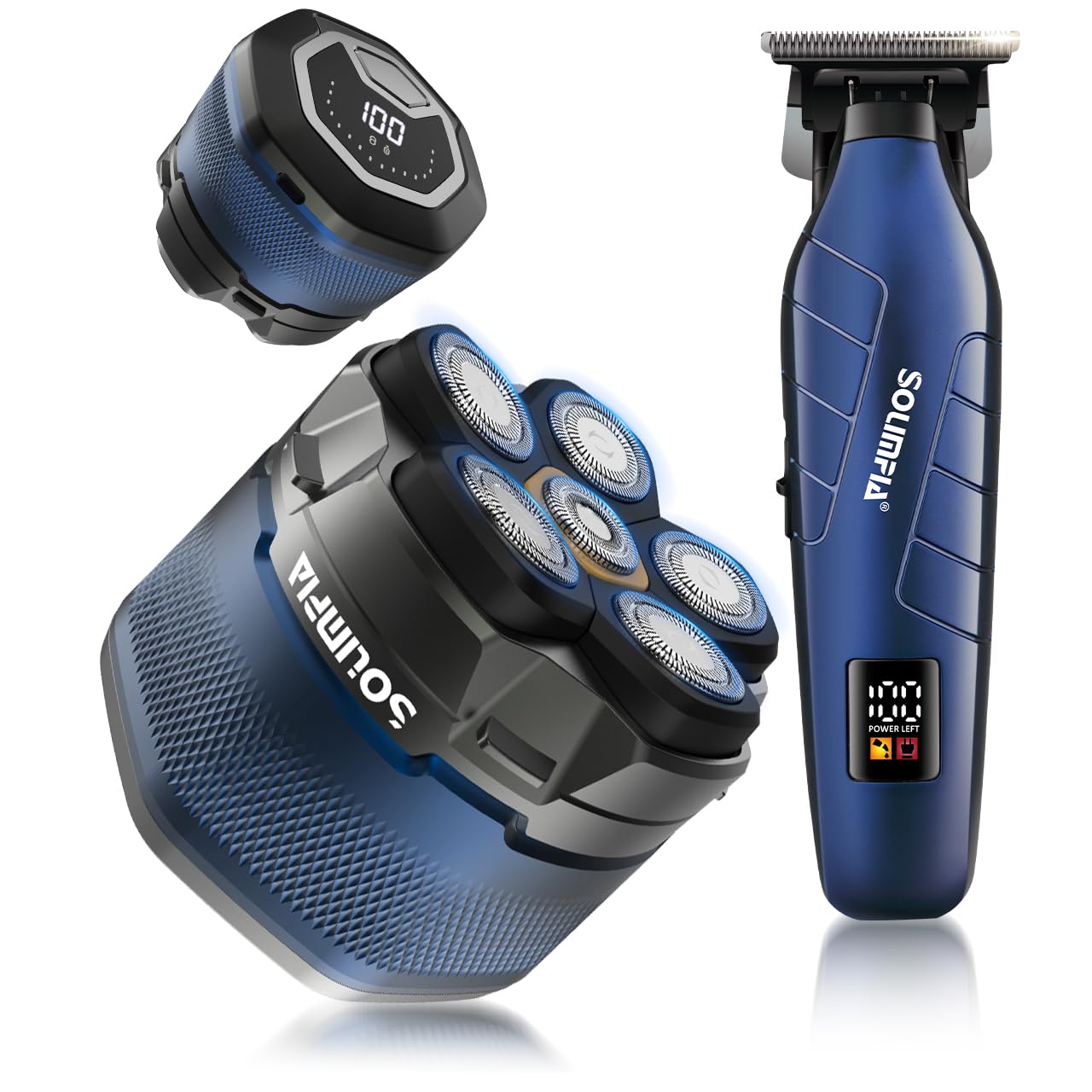 SOLIMPIA Upgraded Head Shavers for Bald Men, Hair Trimmer Kit, Magnetic Electric Razor, Large Battery Capacity, Rechargeable LED Display Beard Trimmer, Waterproof Wet/Dry Head Shaver