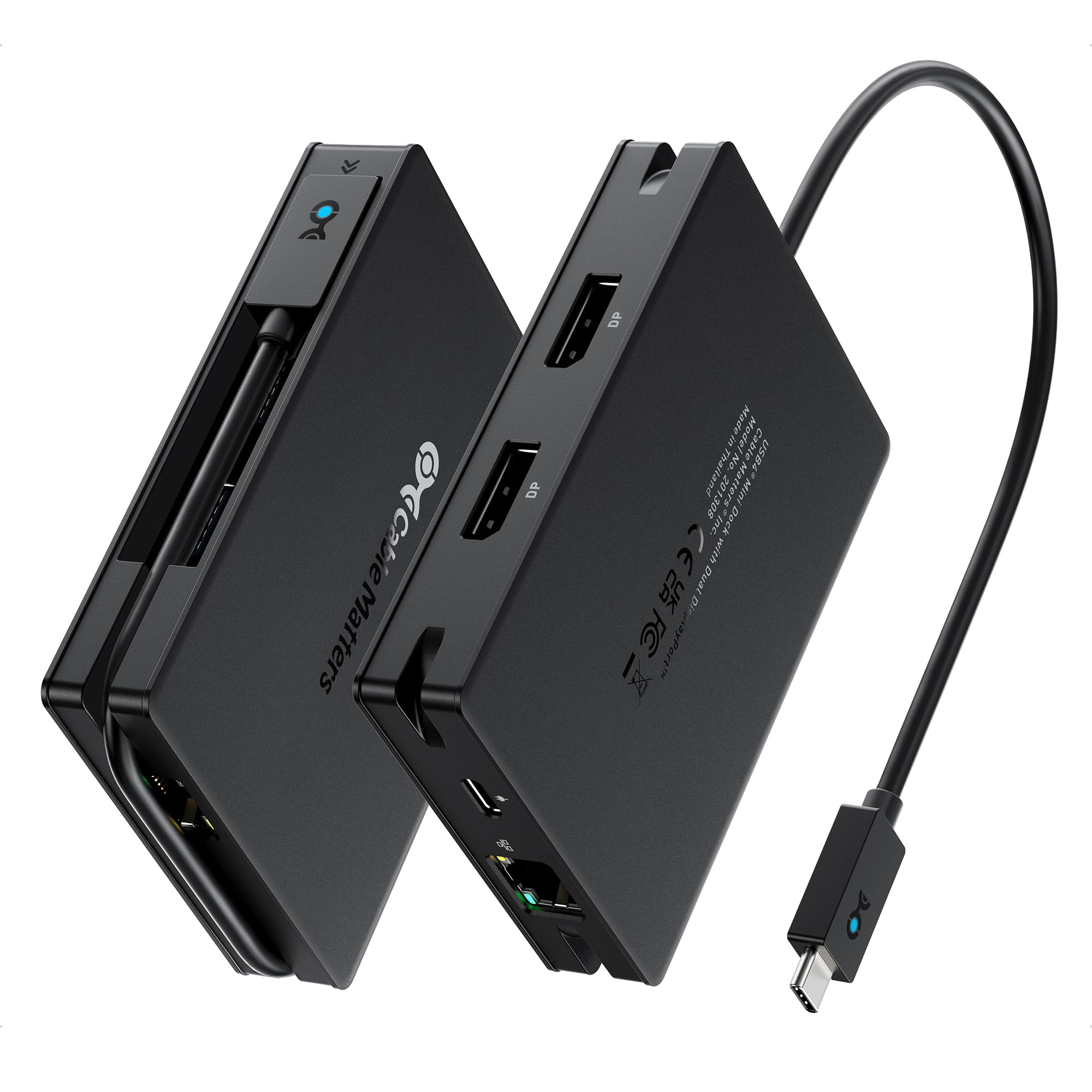 Cable Matters 8-in-1 Portable 40Gbps USB4 Hub (USB 4 Dock) Dual DisplayPort 4K@60Hz, Single DP 4K@240Hz/8K@60Hz, 100W PD, Gigabit Ethernet, Compatible with Thunderbolt 4 (*macOS's Display Limitation)