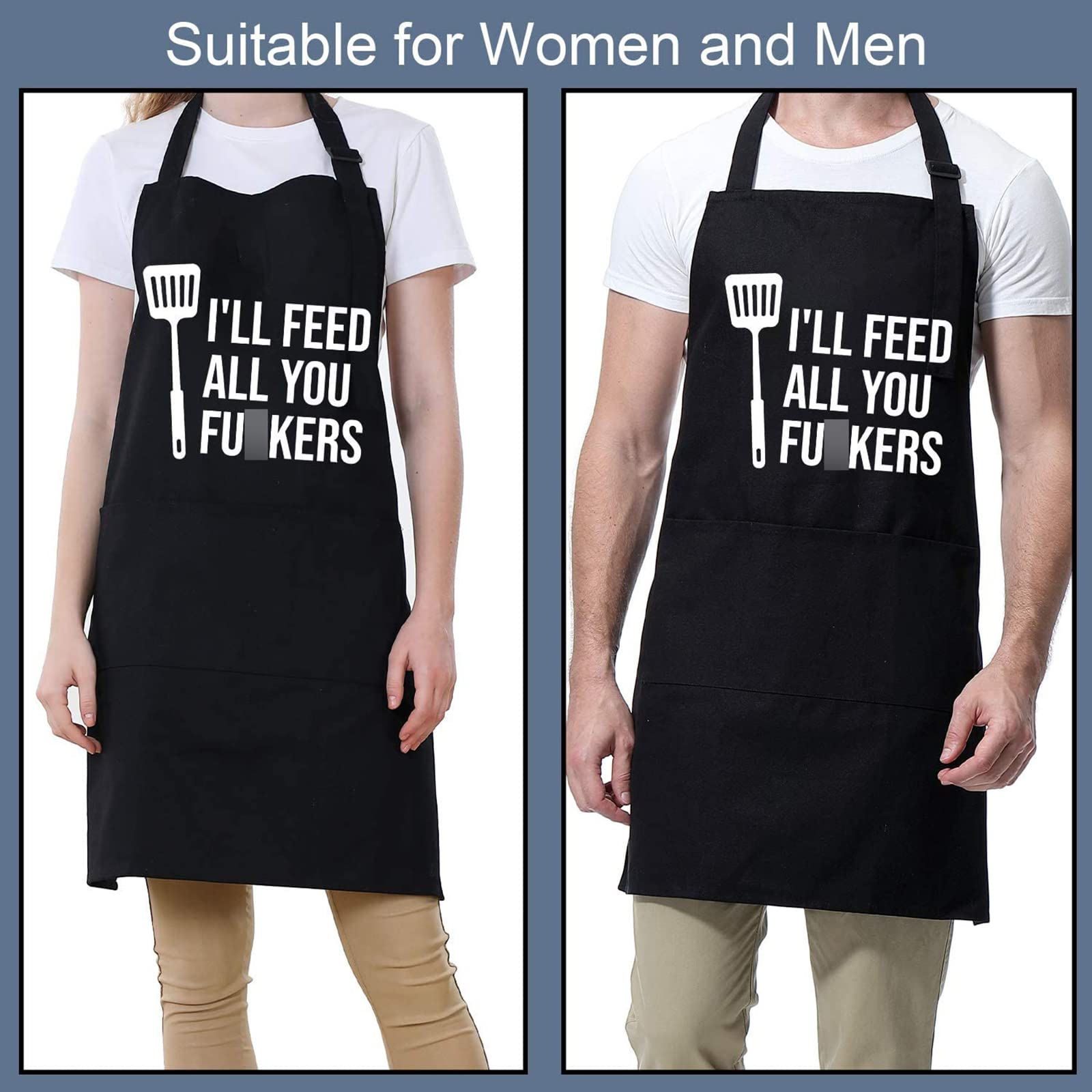 Miracu Funny Cooking Aprons for Men Women - Dad Gifts, Funny Gifts for Men Mom - Fathers Christmas, Birthday Gifts for Dad Step Dad Brother Boyfriend Husband - Cool BBQ Grilling Chef Apron for Men