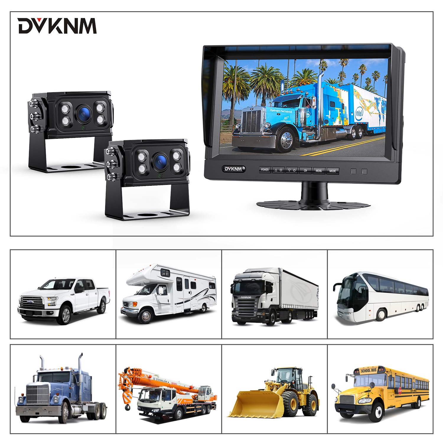 DVKNM Ultimate 9" AHD IPS Monitor 1080P HD DVR Recording Dual Split Backup Camera Complete Kit for Car Truck RV IP69 Waterproof Camera Sharp Rear View Split Image Included 32G SD Card Easy DIY Install