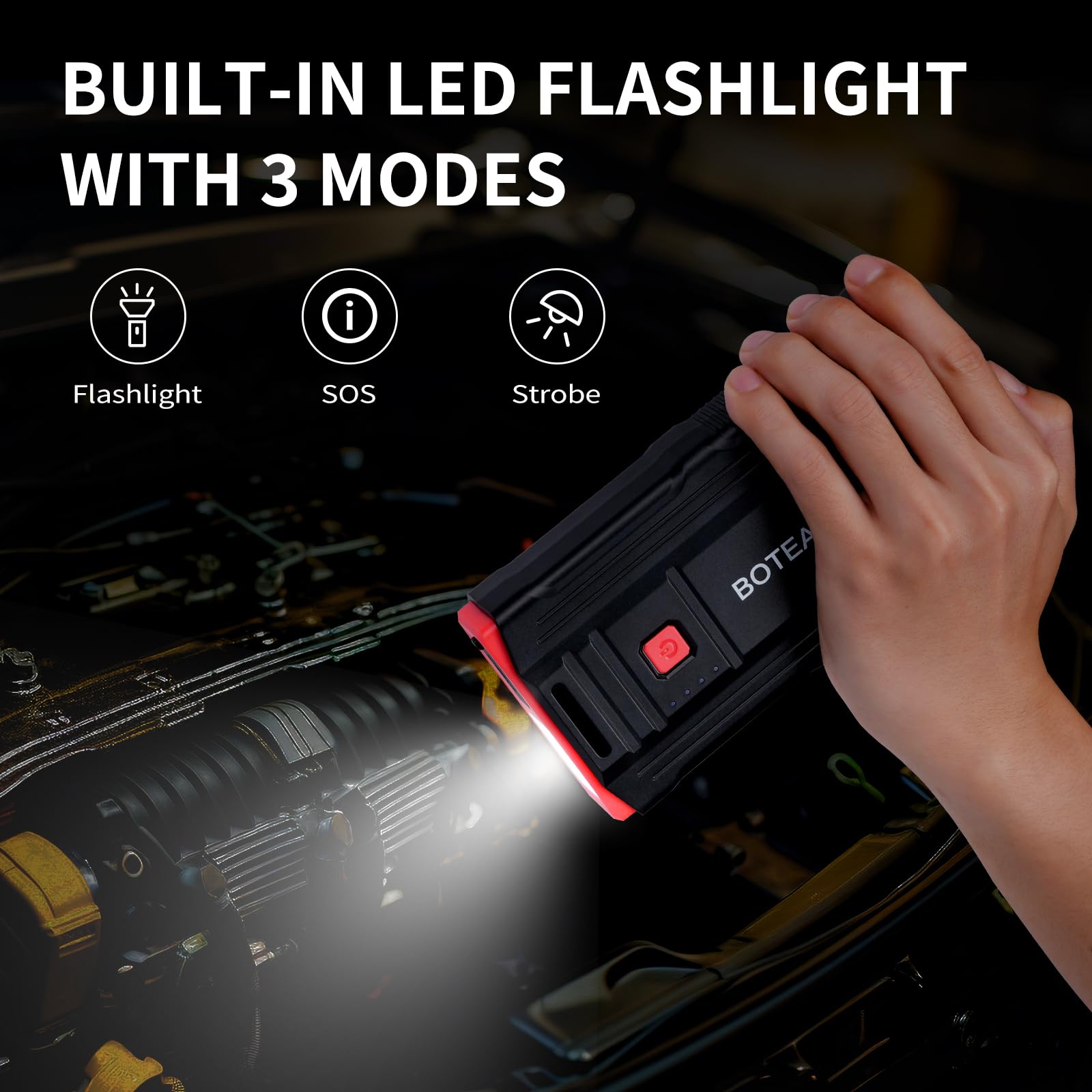 Car Battery Jump Starter 2000A Up to 8.0L Gas and 6.0 L Diesel Engine12V Auto Battery Booster Quick Charge Power Bank Jumper Cable with LED