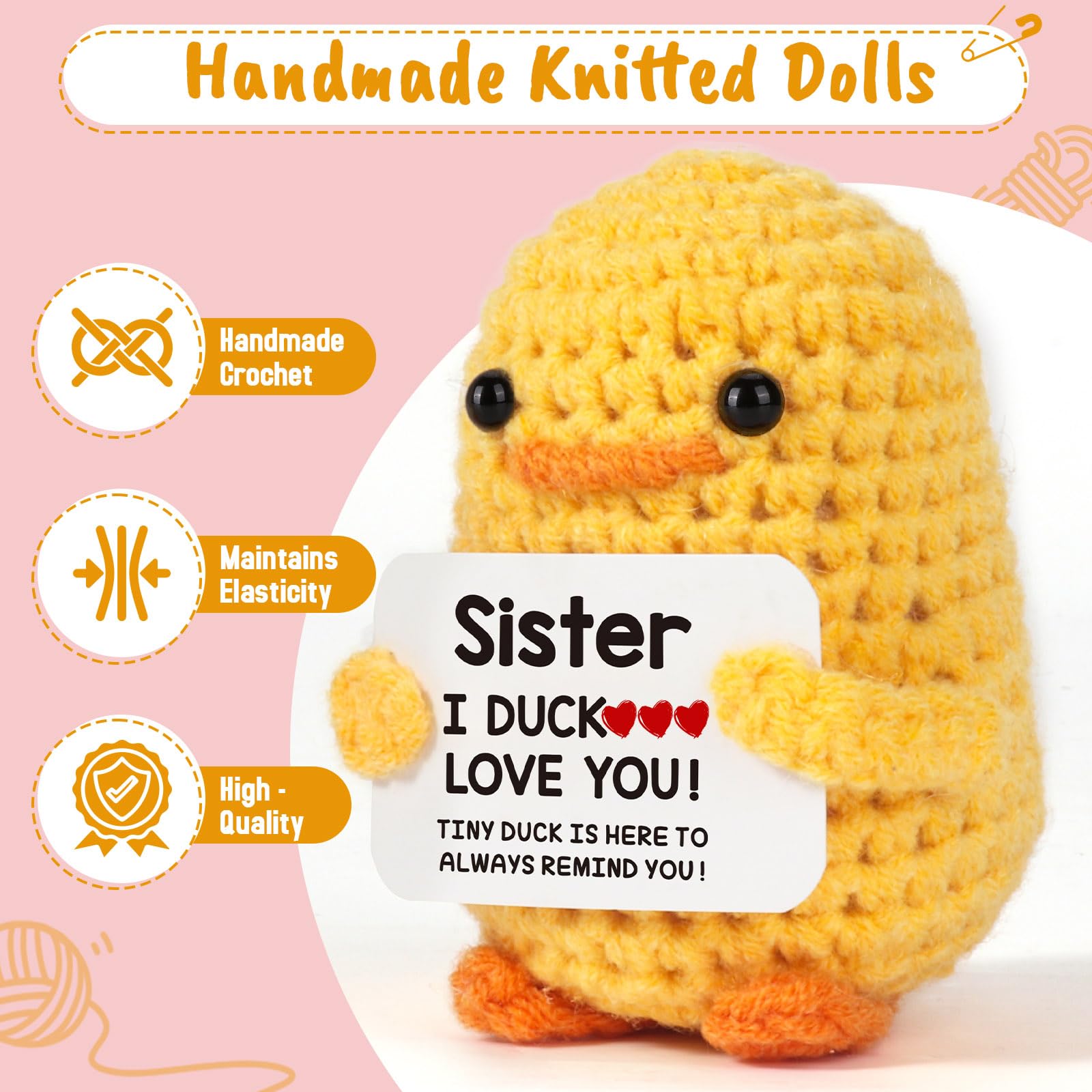 MBL Sister Birthday Handmade Funny Cute Small Duck for Sisters Sis Big Little Sister from Sister Birthday Christmas Stocking Stuffers White Elephant Valentine's Day Gift