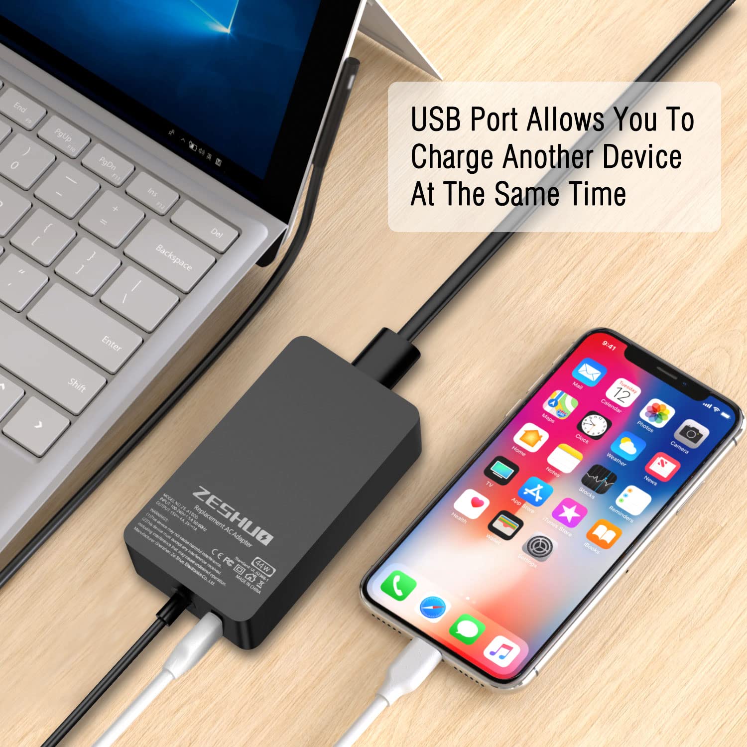 Zeshuo Battery Charger 44W Surface Power Supply AC Adapter Compatible with Microsoft Surface Pro 3/4/5/6/7/8/X, Surface Laptop 1/2, Surface Go 1/2, Surface Book, Surface Laptop Go