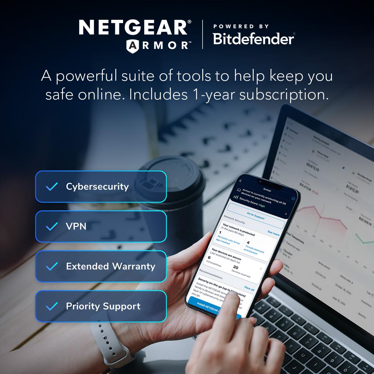 NETGEAR Nighthawk Tri-Band Whole Home Mesh WiFi 6 System (MK73S) – Router + 2 Satellite Extenders - 3Gbps Speed - Coverage up to 4,500 sq. ft., 25 Devices - Includes 1-Year Armor – AX3000 802.11ax