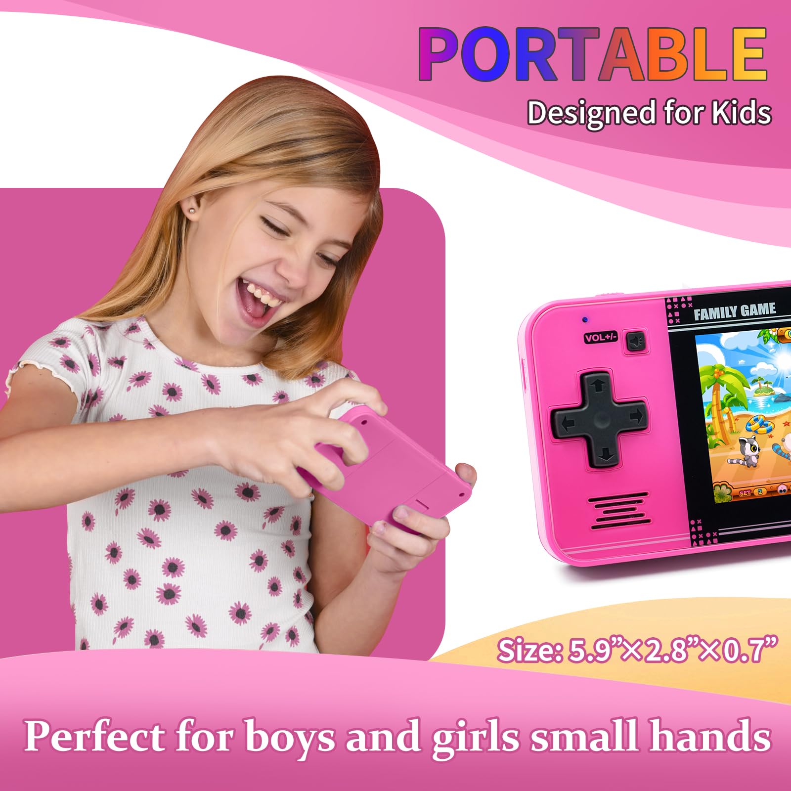 Handheld Game for Kids -Preloaded 220 Retro Video Games, Portable Gaming Player with Rechargeable Battery 3.0" LCD Screen, Mini Arcade Electronic Toy Gifts for Boys Girls (Red)