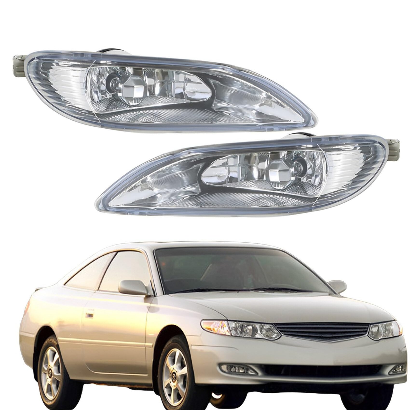 labwork Fog Lights Lamp Assembly Replacement for Toyota 2005-2008 Corolla, 2002-2004 Camry, 2002-2003 Solara Clear Lens with H11 Bubles 120-AA011 81210-AA011