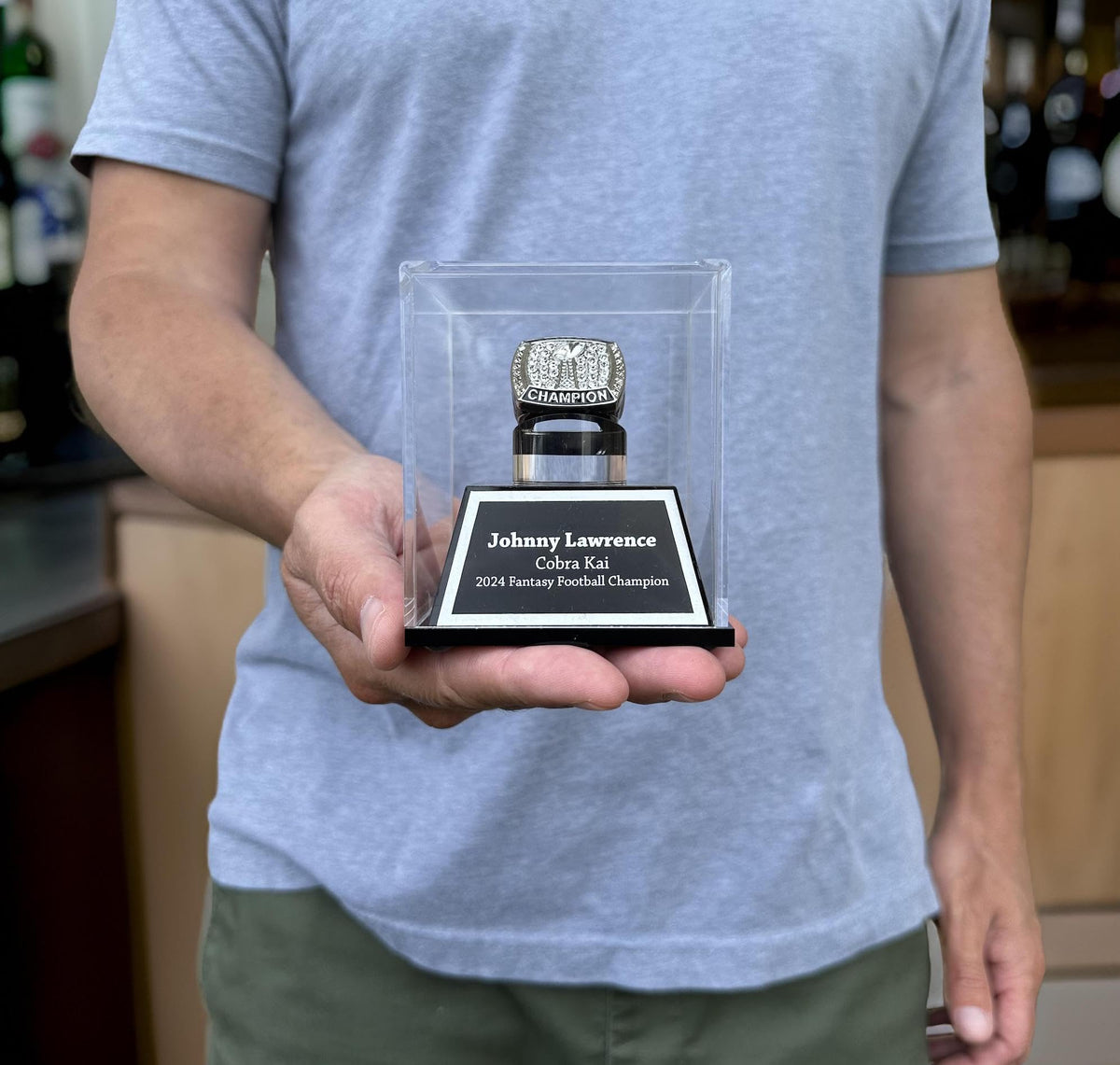 FANTASYJOCKS Custom Acrylic Championship Ring Display Case - Perfect for Fantasy Football, Baseball, Softball, Cheer, Basketball