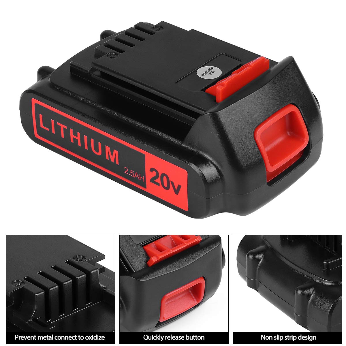 KINGTIANLE 2.5Ah 20V Max Lithium Battery Replacement for Black and Decker 20V Lithium Battery LBXR20 LBXR20-OPE LB20 LBX20 LBX4020 LB2X4020 Cordless Tools Batteries
