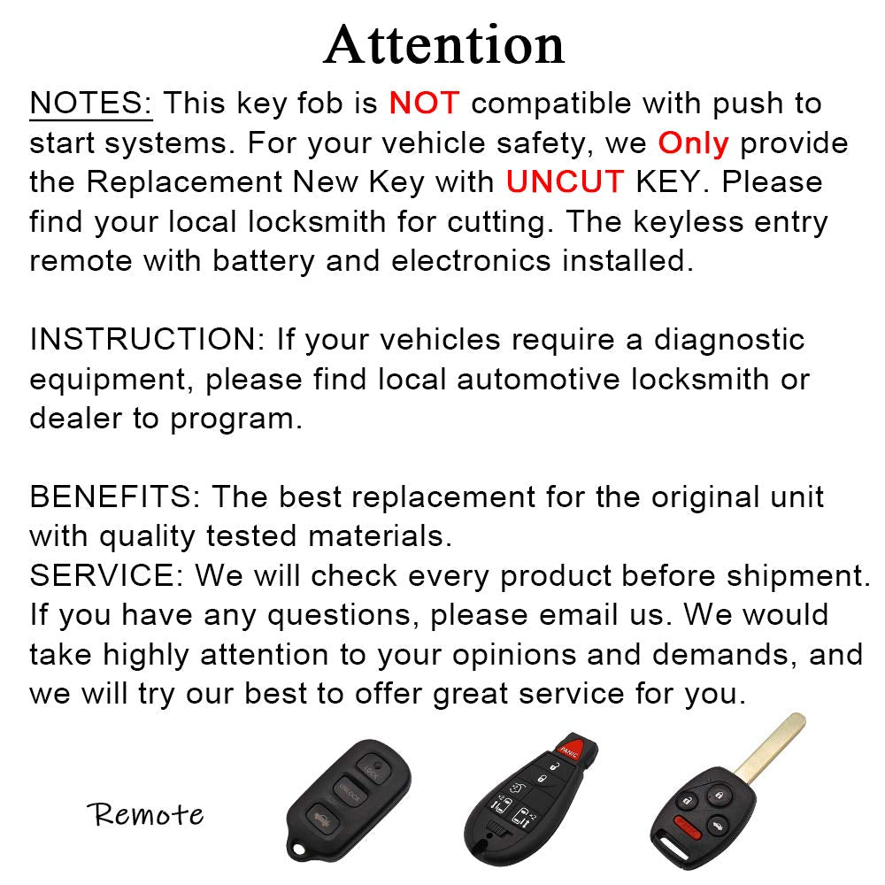 DRIVESTAR 2Pack Car Key Fob Keyless Entry Remote Start 2011 - 2014 for Ford F-150,2009 - 2017 Expedition,2007 - 2012 Fusion,Explorer,for Lincoln MKX LS,for Mercury Mariner Replacement for CWTWB1U793