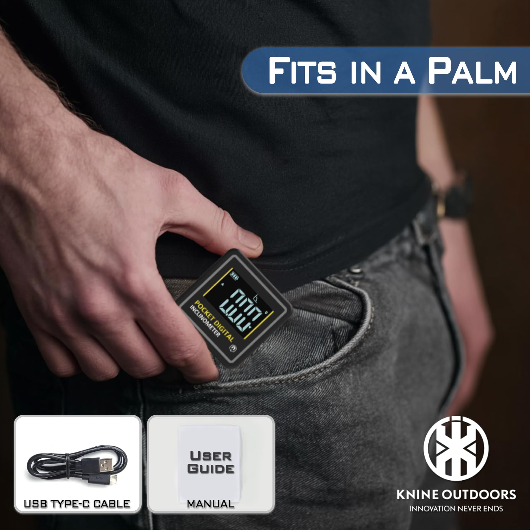 KNINE OUTDOORS Mini Digital Angle Finder 4-side Strong Magnetic Angle Gauge, Table Saw Miter Protractor, Woodworking Measuring Tool, Level Box for Hanging (2 Pack, Plastic, Small Size)