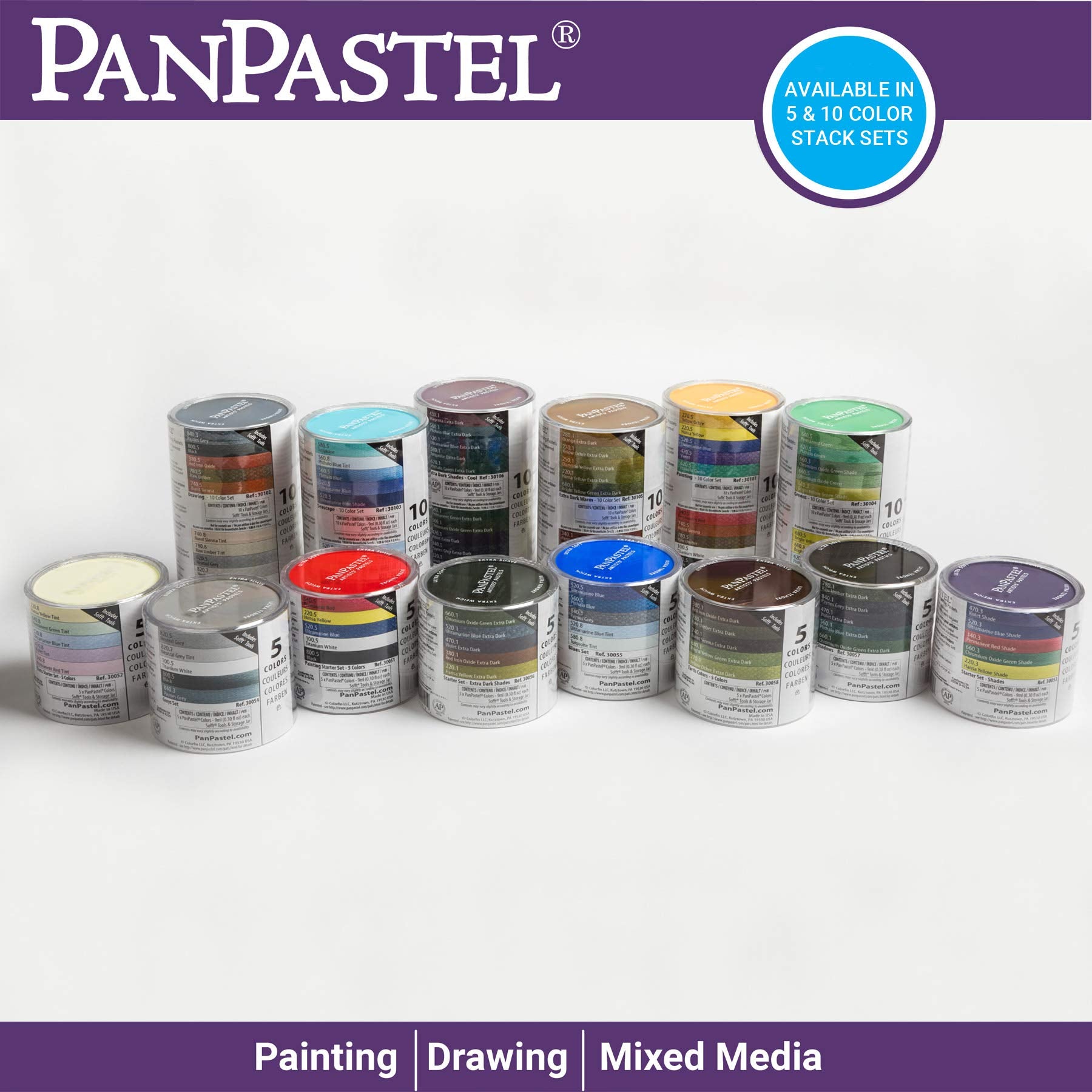 PanPastel Artist Pastels by GOLDEN, Painting Set, 10 Color, Professional Artist Pastels, Unique Pan Format (cake-like)