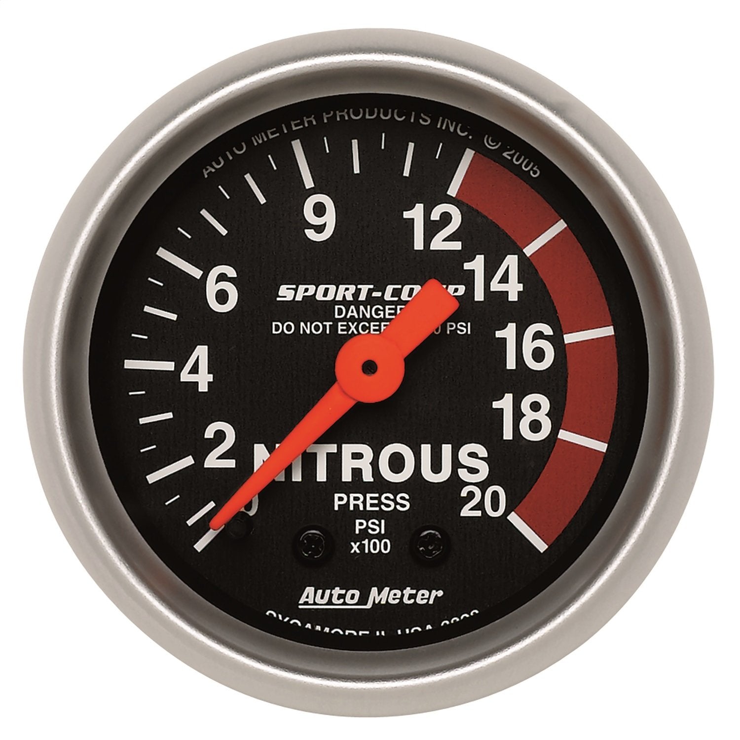 Auto Meter 3328 Sport-Comp Mechanical Nitrous Pressure Gauge 2.3125 in.